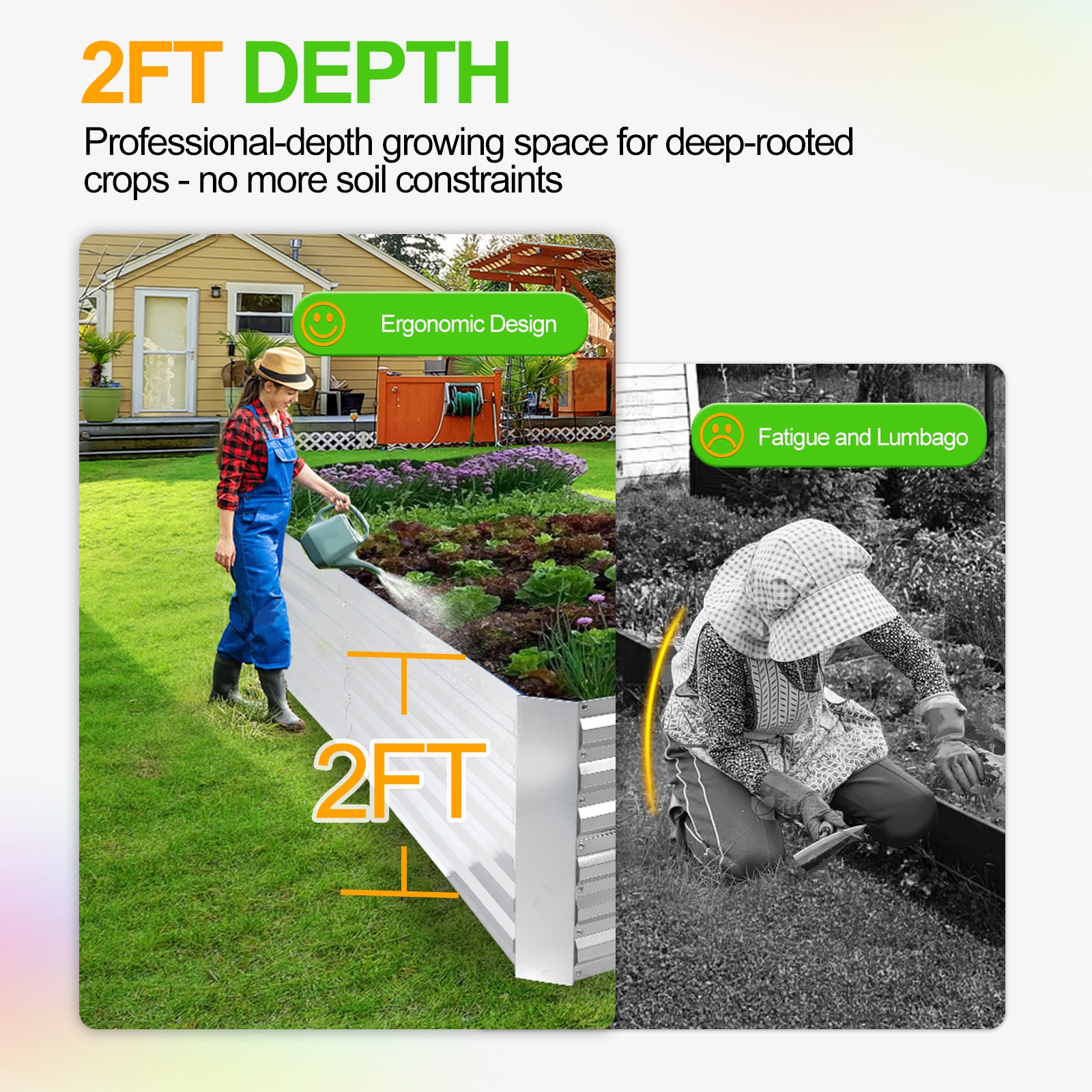 8x4x2ft Galvanized Raised Garden Bed kit Garden Planter Box Flower Vegetable