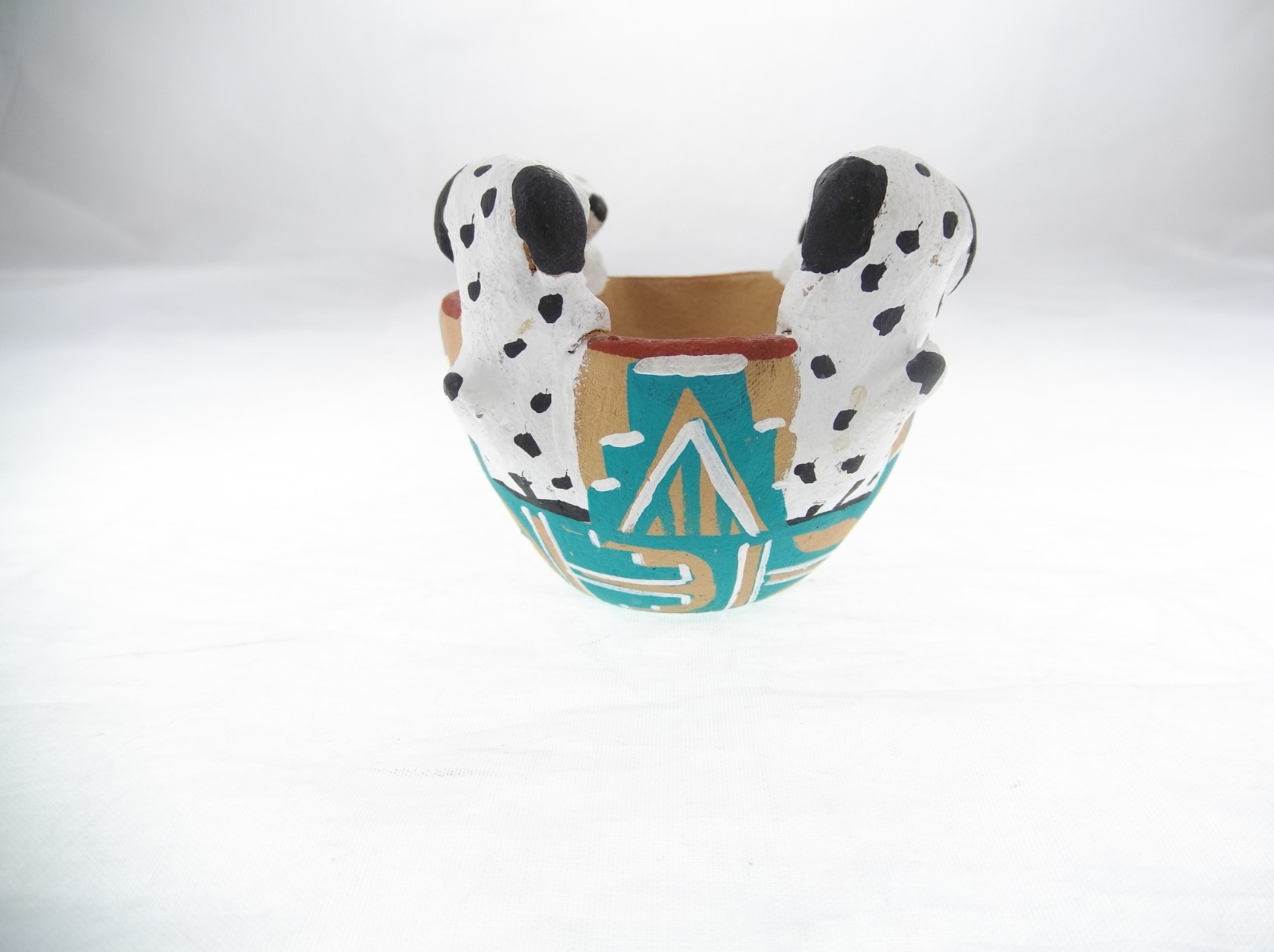 3x2" Jemez Pueblo Miniature Pottery Puppy Dog Dalmatian Bowl