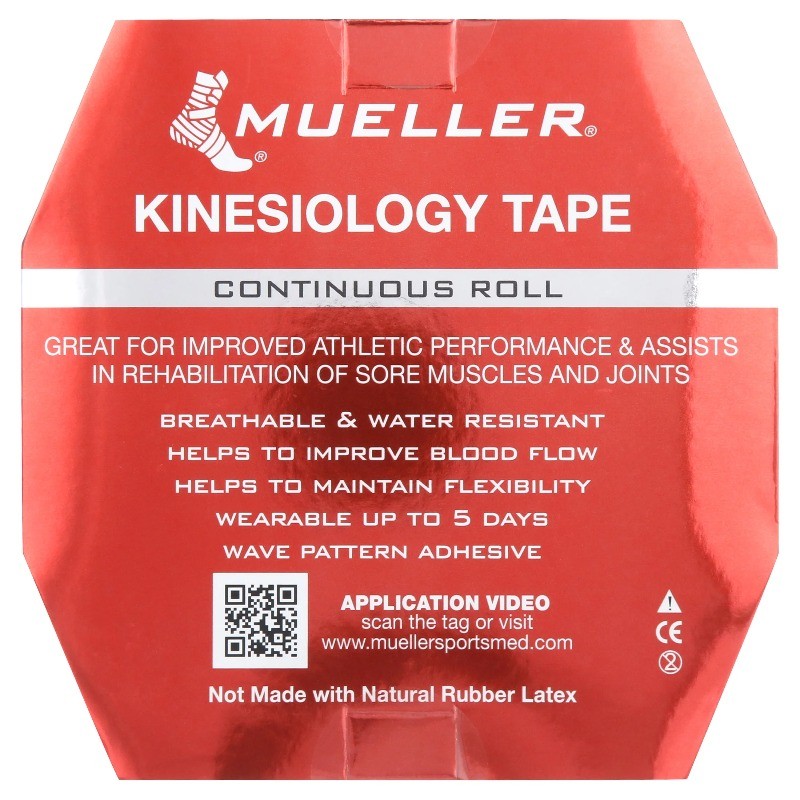 Mueller Kinesiology Tape, 2" x 98.4 ft (30 Meter) Continuous Roll, Beige