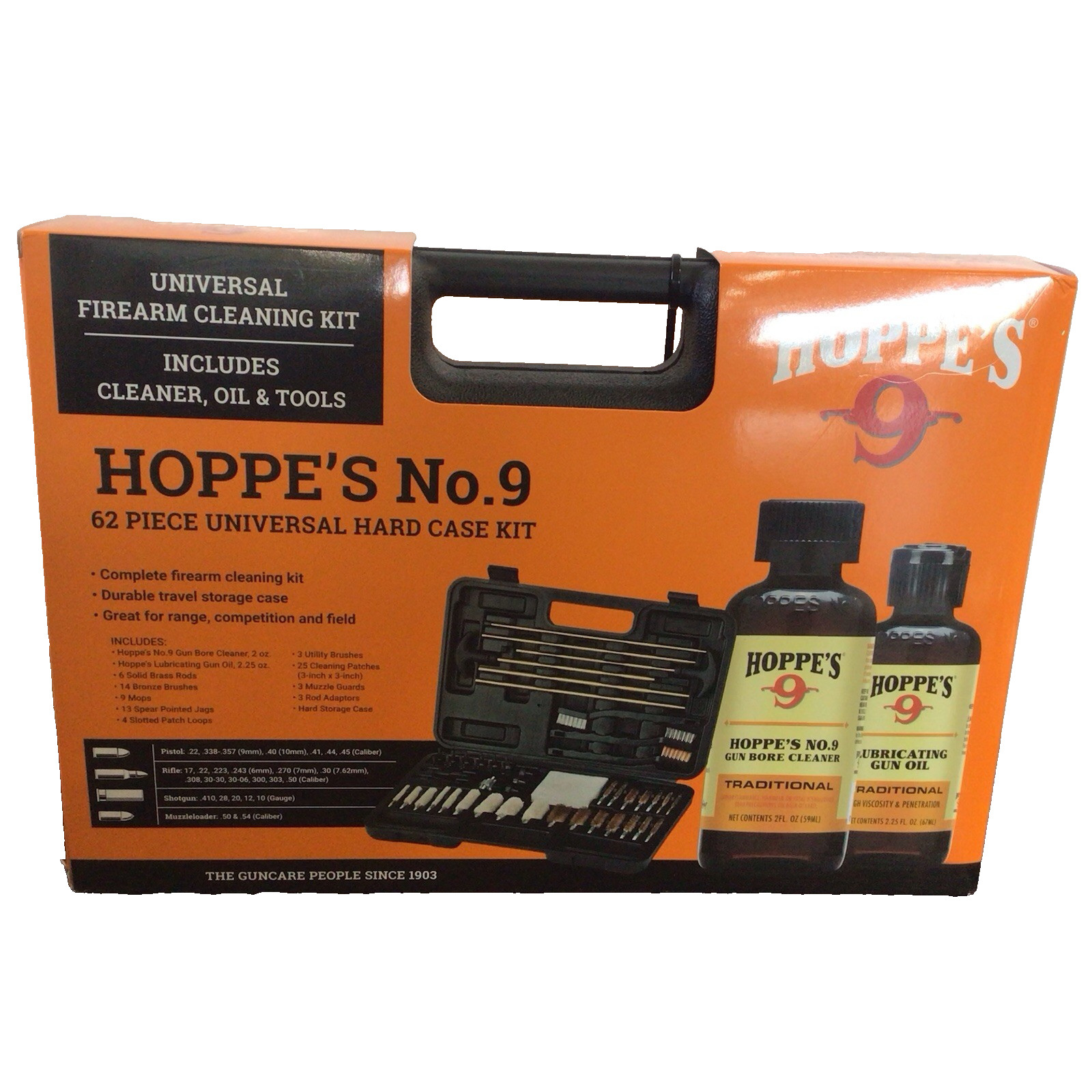 Hoppes No 9 Universal Firearm Cleaning Kit Hardcase Included 62 Piece Kit New