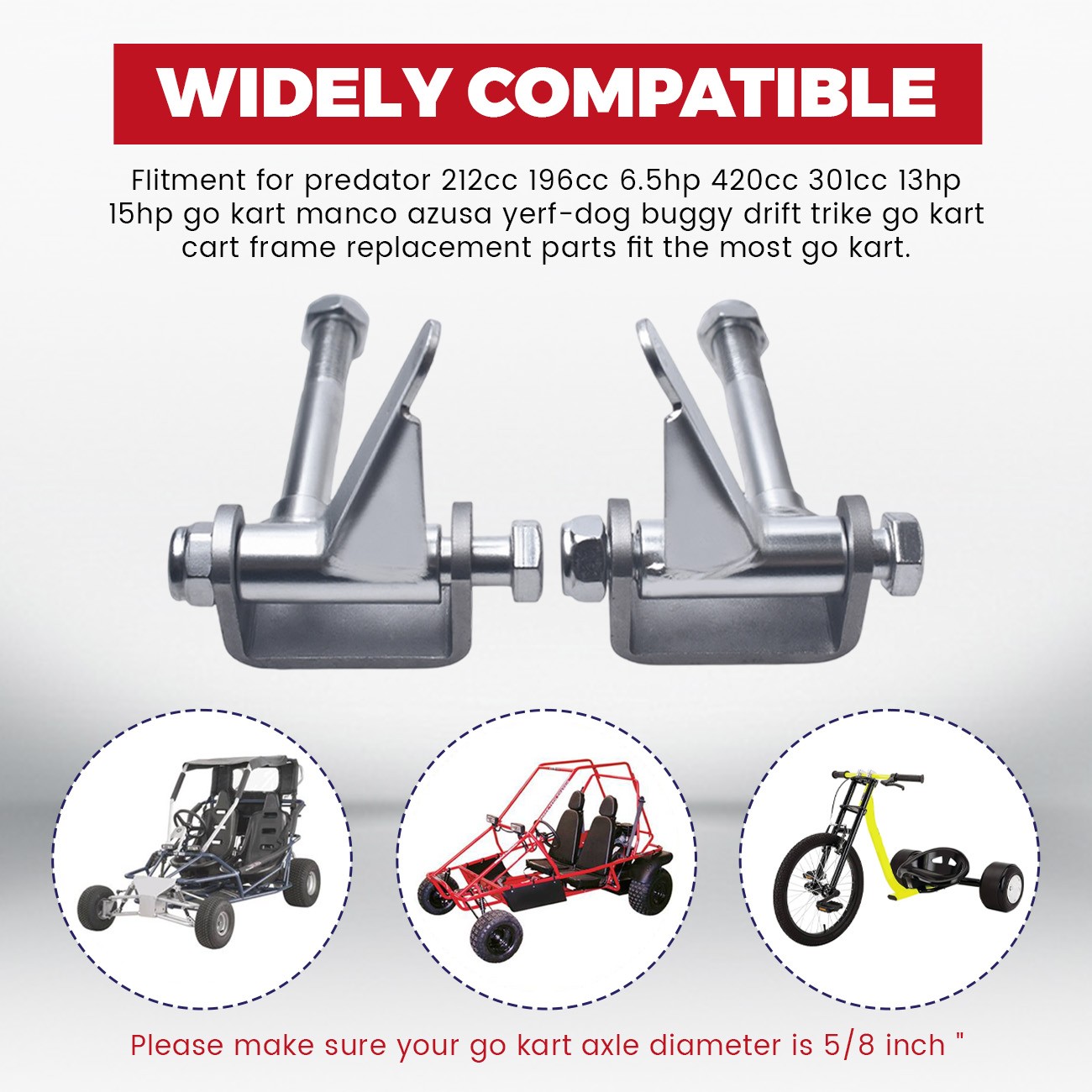 Go Kart Spindle 4.5"x5/8" Right Left Steering Bracket Axle Kit for 212cc 196cc