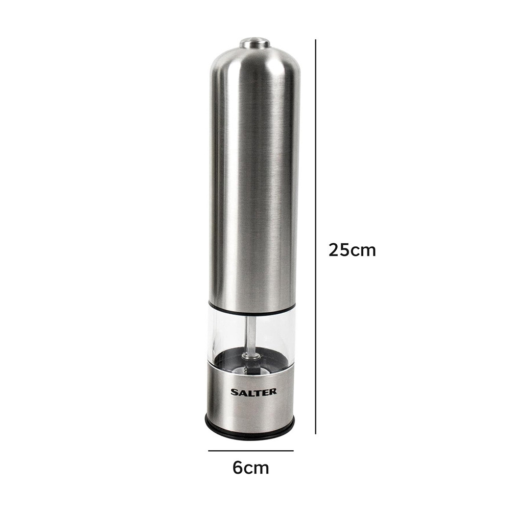 2x Electric Pepper Mill Salt And Pepper Grinder Stainless Steel One Touch Button