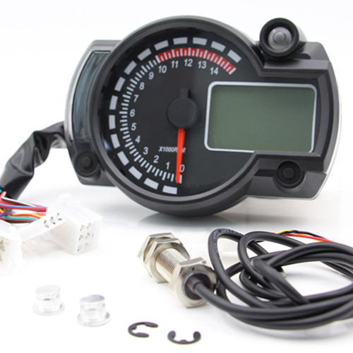 Motorcycle Speedometer Gauge Universal LCD Digit Tachometer Odometer 15000 RMP