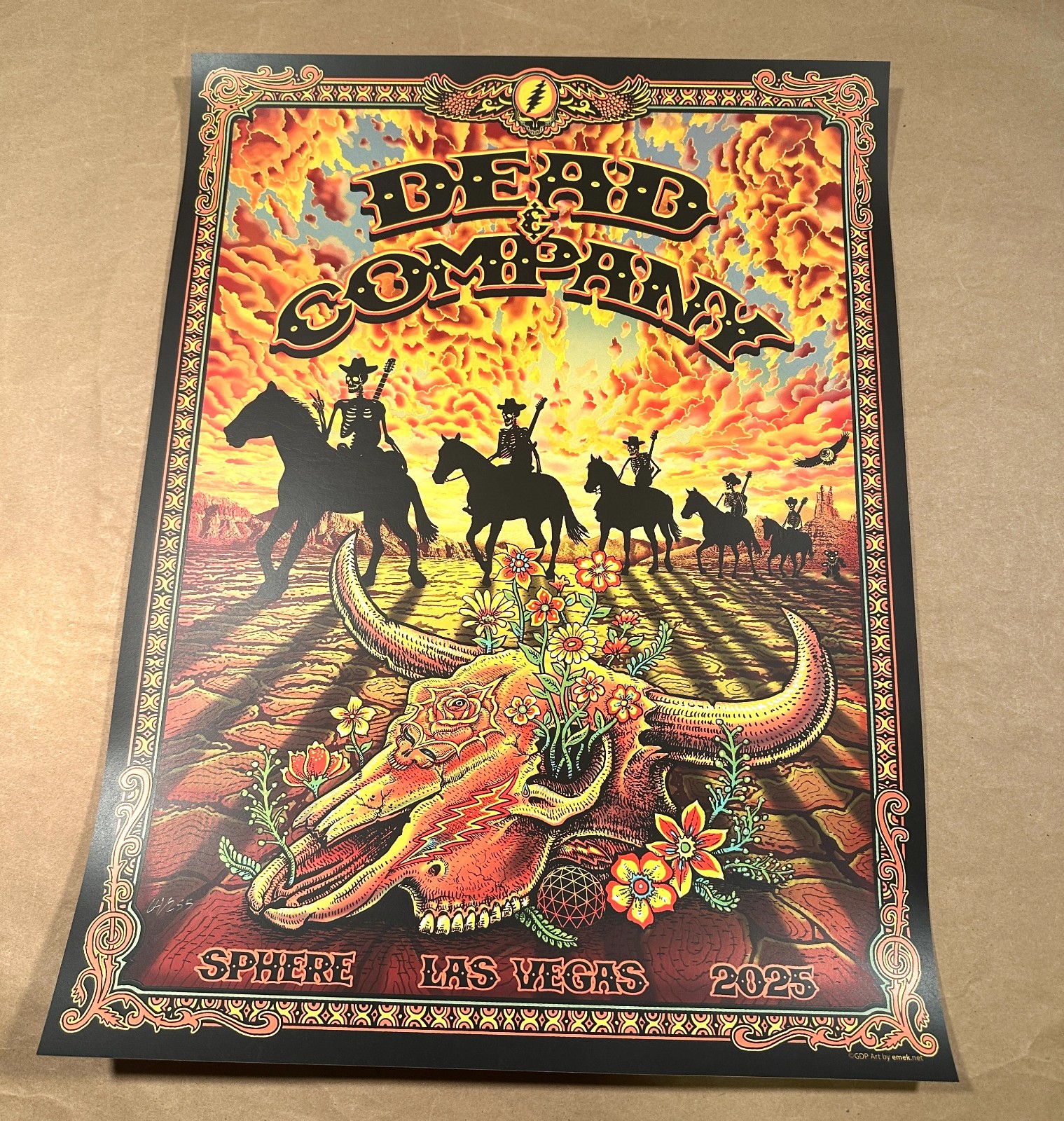 🤠 EMEK Dead & Company VIP Poster Sphere 2025 Vegas #/255 Cowboys GD60 Weir