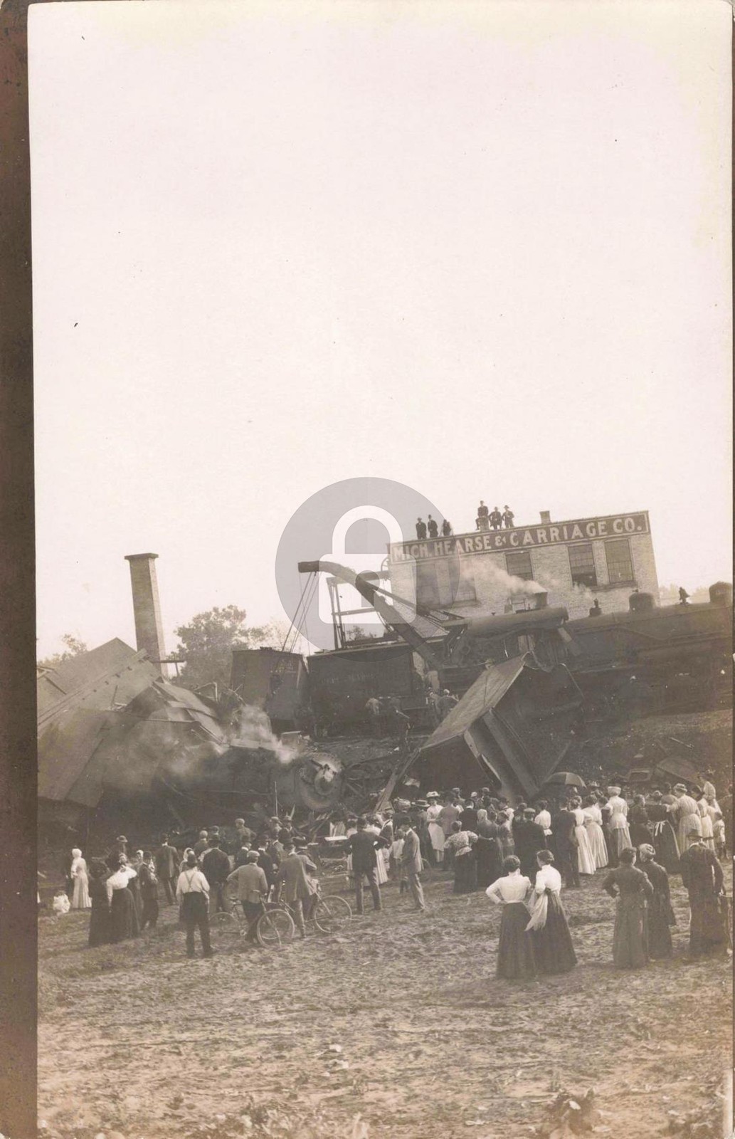 Railroad Train Wreck, Grand Rapids MI Michigan 1907 RPPC Photo Postcard COPY