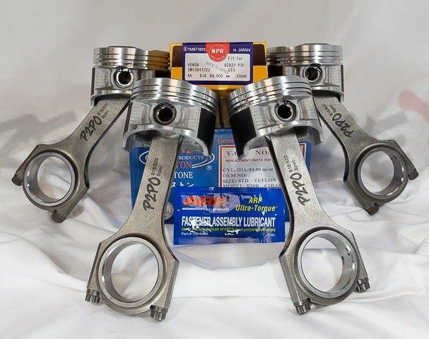 YCP 84mm Pistons NPR Rings + P2P0 Custom RODs + ARP2000 Combo B20B B20Z