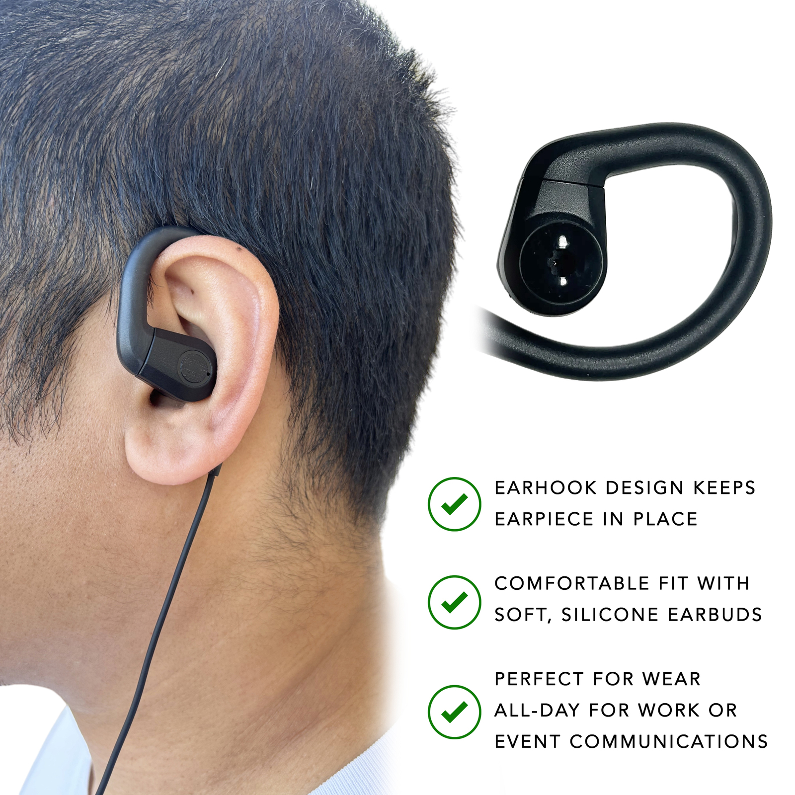 MaximalPower Listen Only 180° Earpiece 3.5mm Ear Hook for 2-Way Radios Speakers