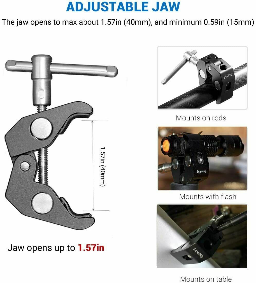 SmallRig Super Clamp(2 Pack) Magic Arm Clamp for DJI Ronin Camera Monitor 2058