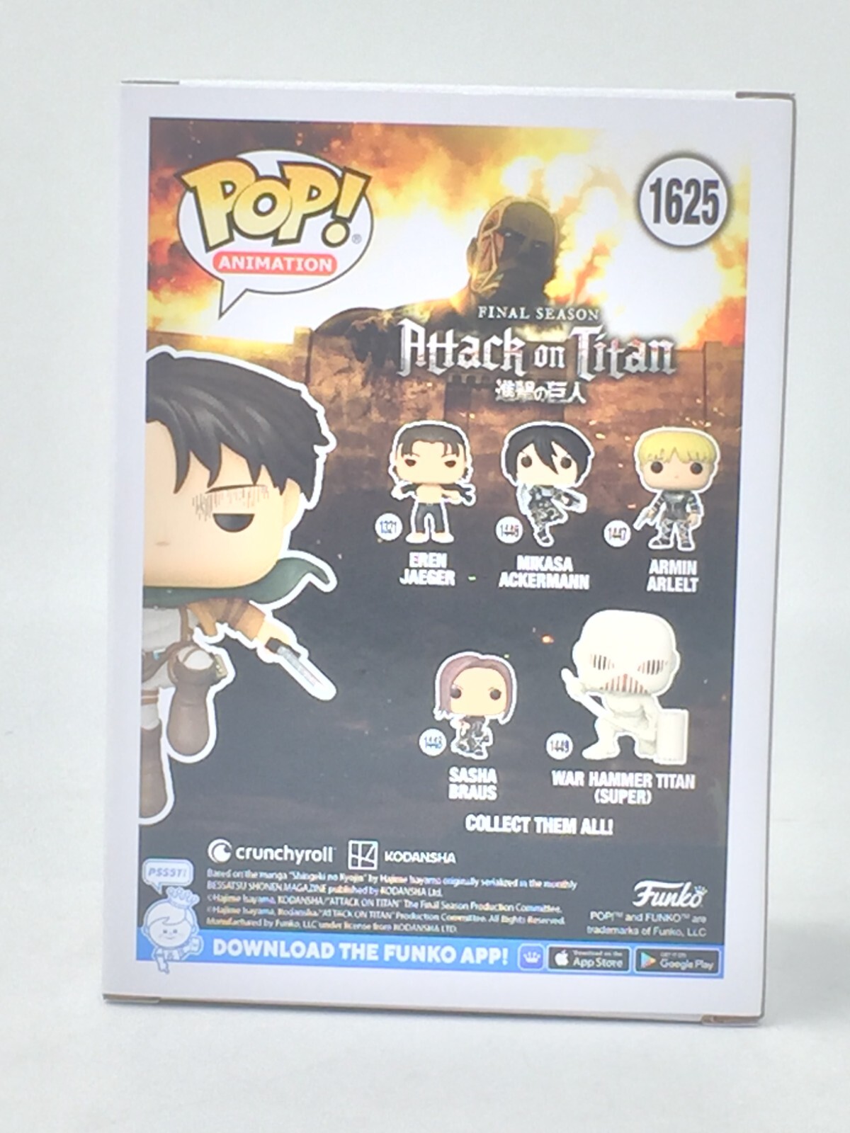 Funko Pop! Animation Attack on Titan Levi #1625 Funko Ex with Pop Protector