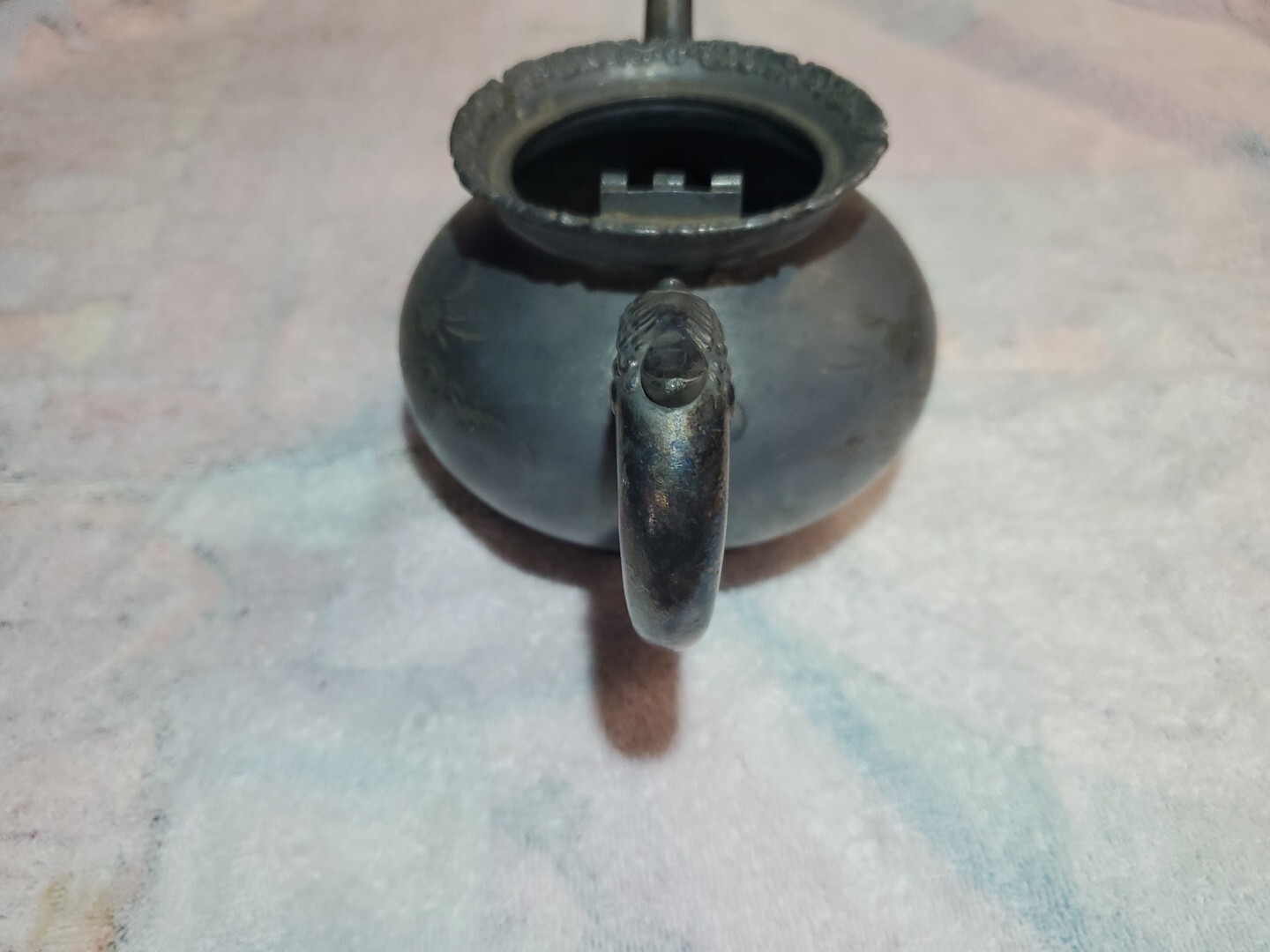 Beautifully hand-carved antique silver-plated teapot