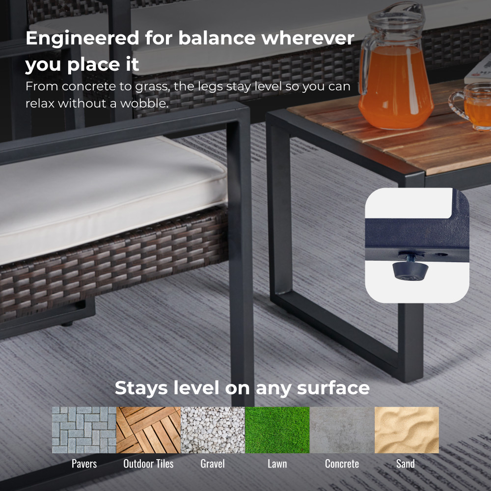 4 Piece Patio Conversation Set Outdoor Furniture Balcony Porch Garden Backyard