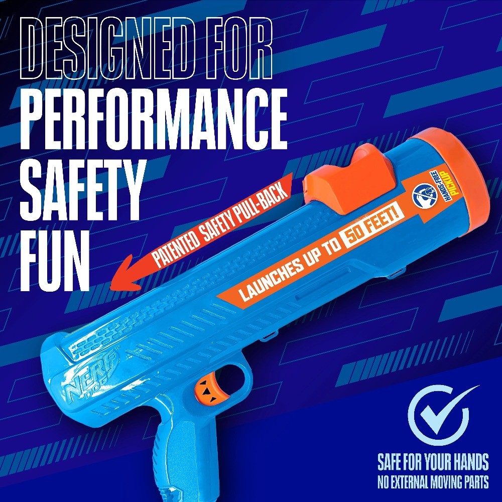 Nerf Dog Tennis Ball Blaster Dog Toy with 4 Balls, 16 inch