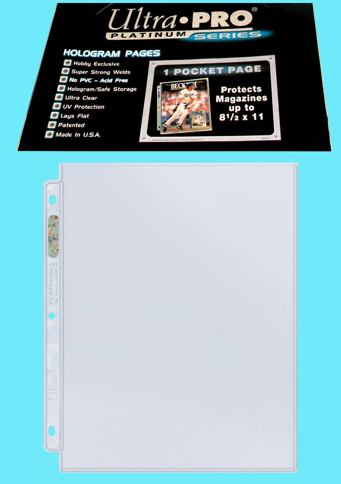 50 Ultra Pro Platinum 1-Pocket 8.5x11 Pages Sheets Protectors Binder 8-1/2"x11"