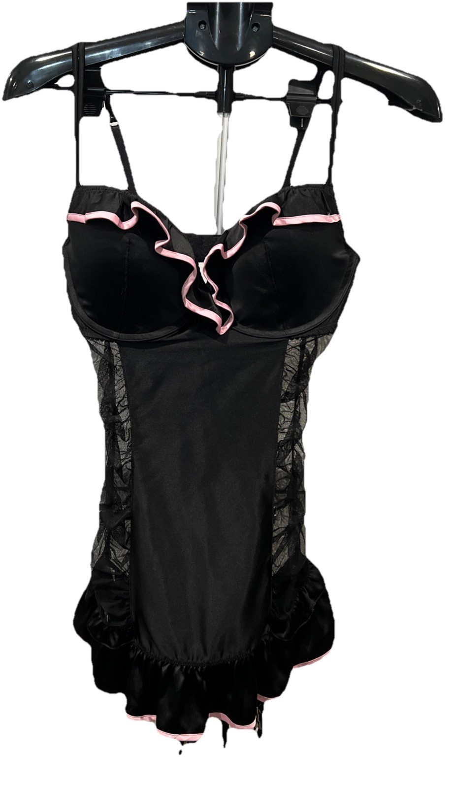 Vintage Y2K Victoria Secret Sexy Little Things Ruffle Bustier Black & Pink 36D