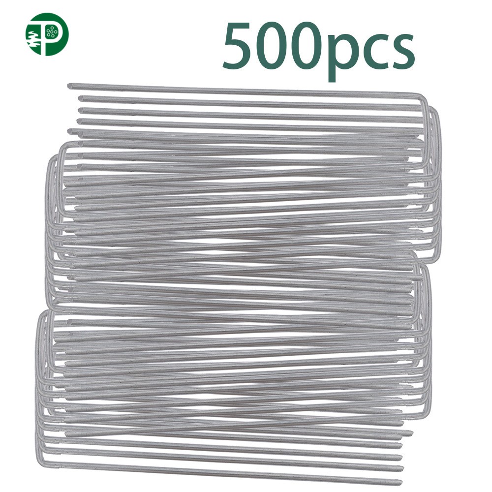 6" Landscape Staples Garden Stakes 11 Gauge Galvanized Sod Staples 500 Pack