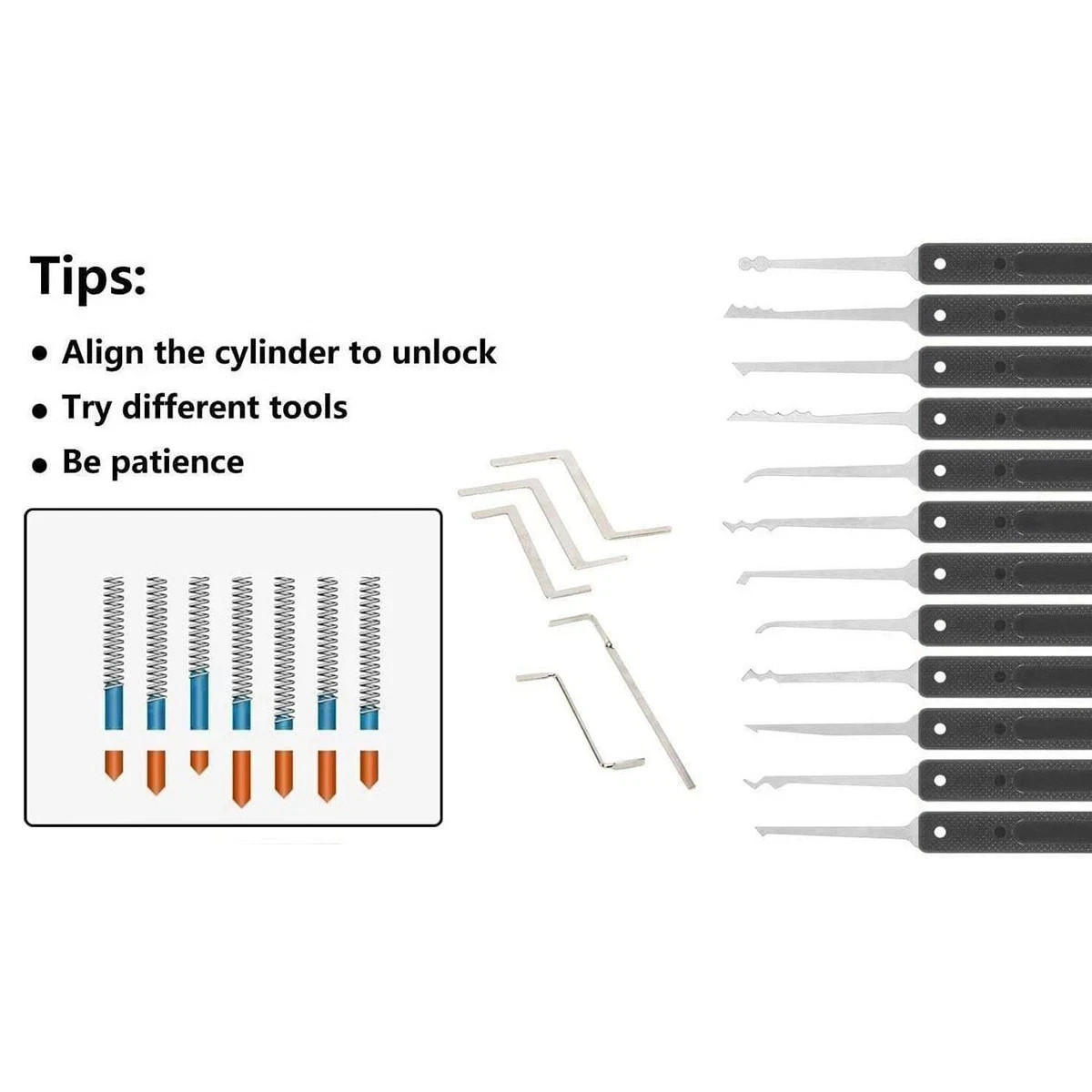 34 Pcs Padlock Unlocking Lock Practice Tool Set for Novice Beginner Locksmith US
