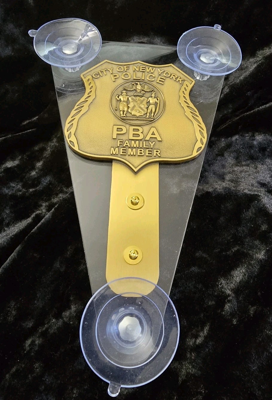 NYPD Windshield Badge Medalion Display. Family Member. Free Shipping.