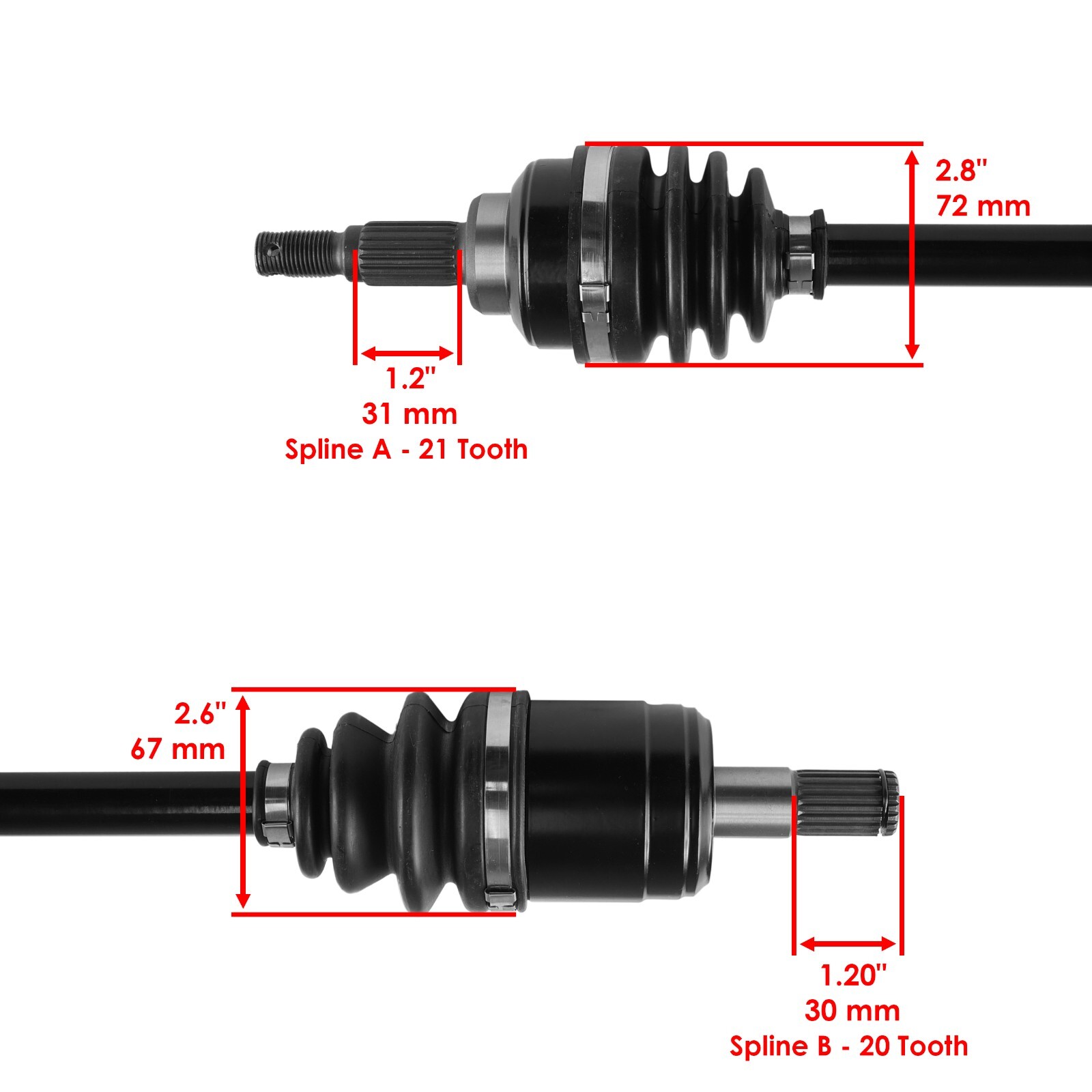 Front Right And Left CV Joint Axles for Honda TRX450ES TRX450S 1998-2001