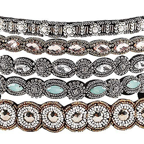 5pcs Hairbands for Women, 5 Rhinestone Beaded Headbands, Head Bands for Women...