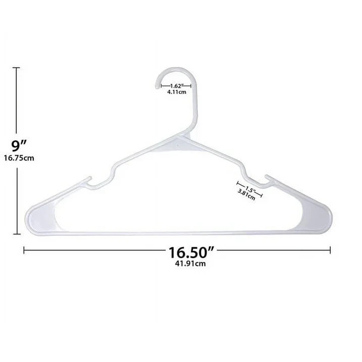 Mainstays Clothing Hangers, 50 Pack, White, Durable Plastic