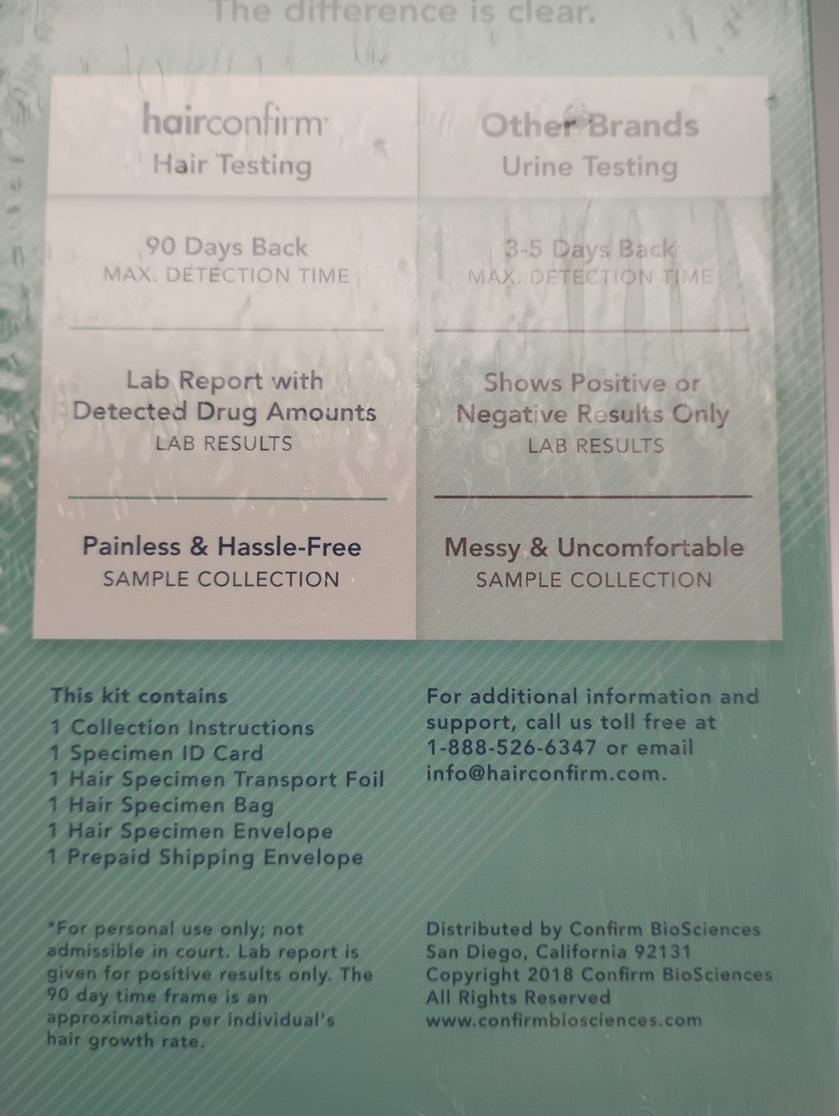 HairConfirm Hair Drug Test Hair Collection Kit 90 Day Report New