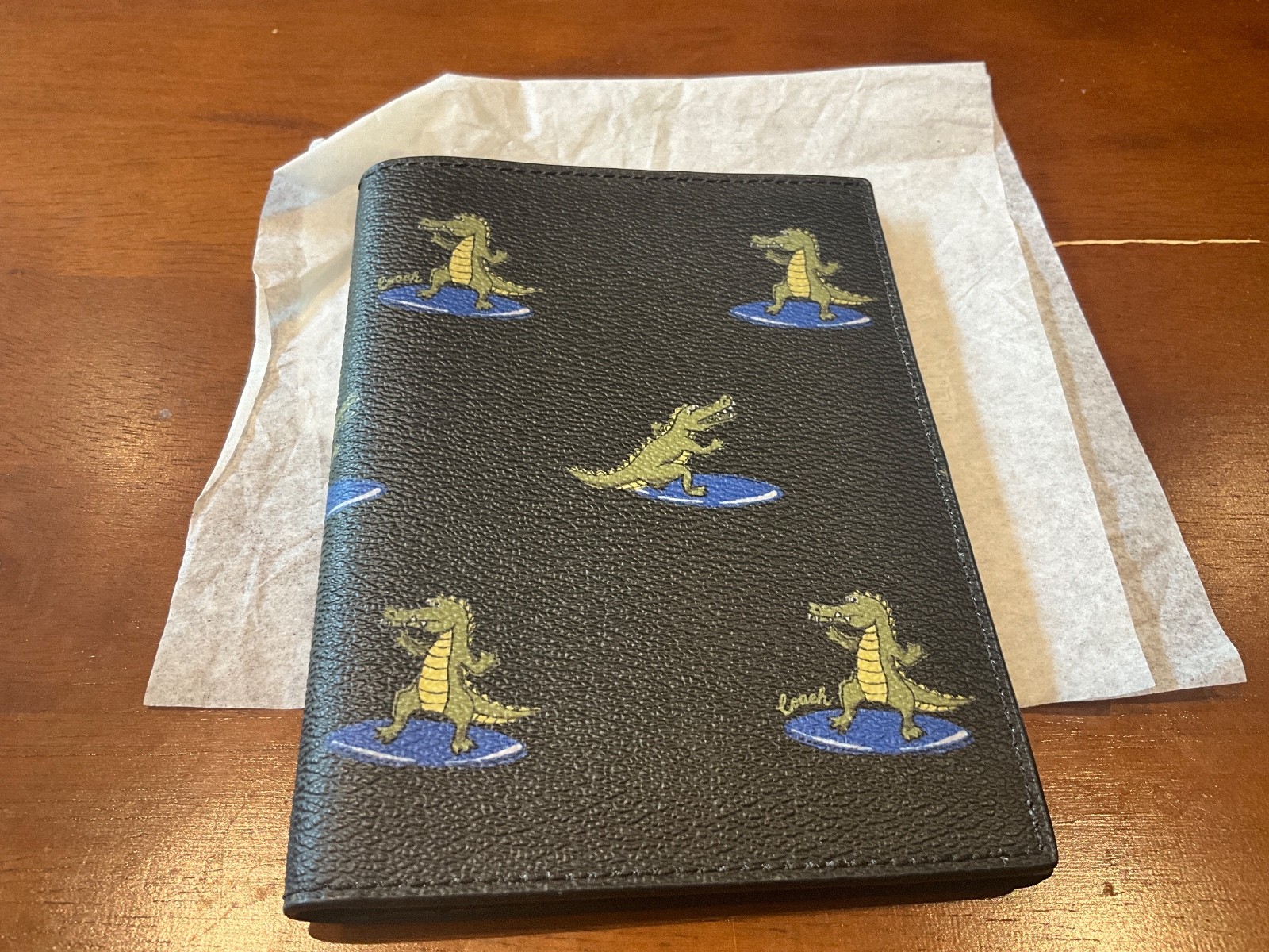 NWT Coach Black Multi Rexy Leather Passport Case /Holder