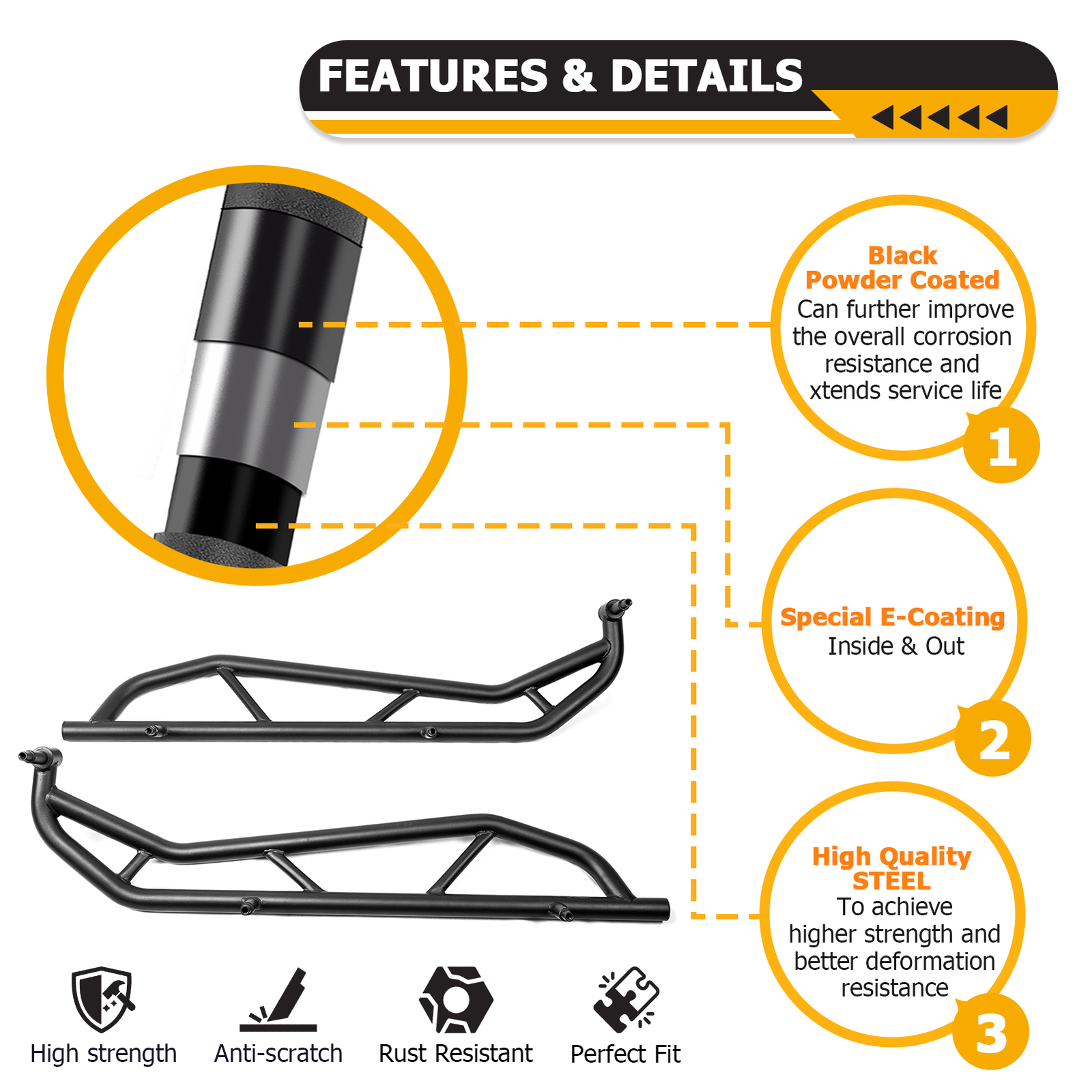 For 2020-2024 Polaris RZR Pro XP/PRO R 1.75" Tree Kickers Brush Guard Nerf Bars