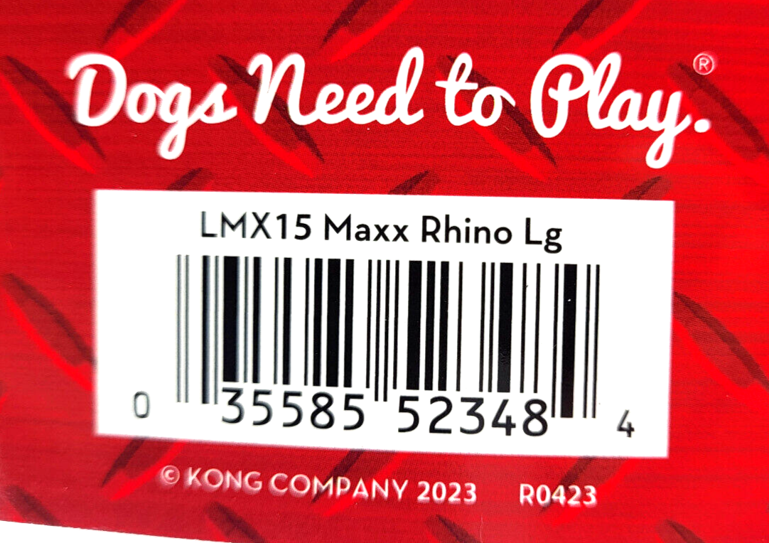 KONG Maxx Rhino Large Durable Squeaky Strong Fabric Dog Fetch Toy 12x9"