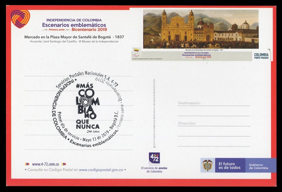 COLOMBIA 2019 Maximum Card Independencia Escenarios Plaza Mayor Bogotá catedral