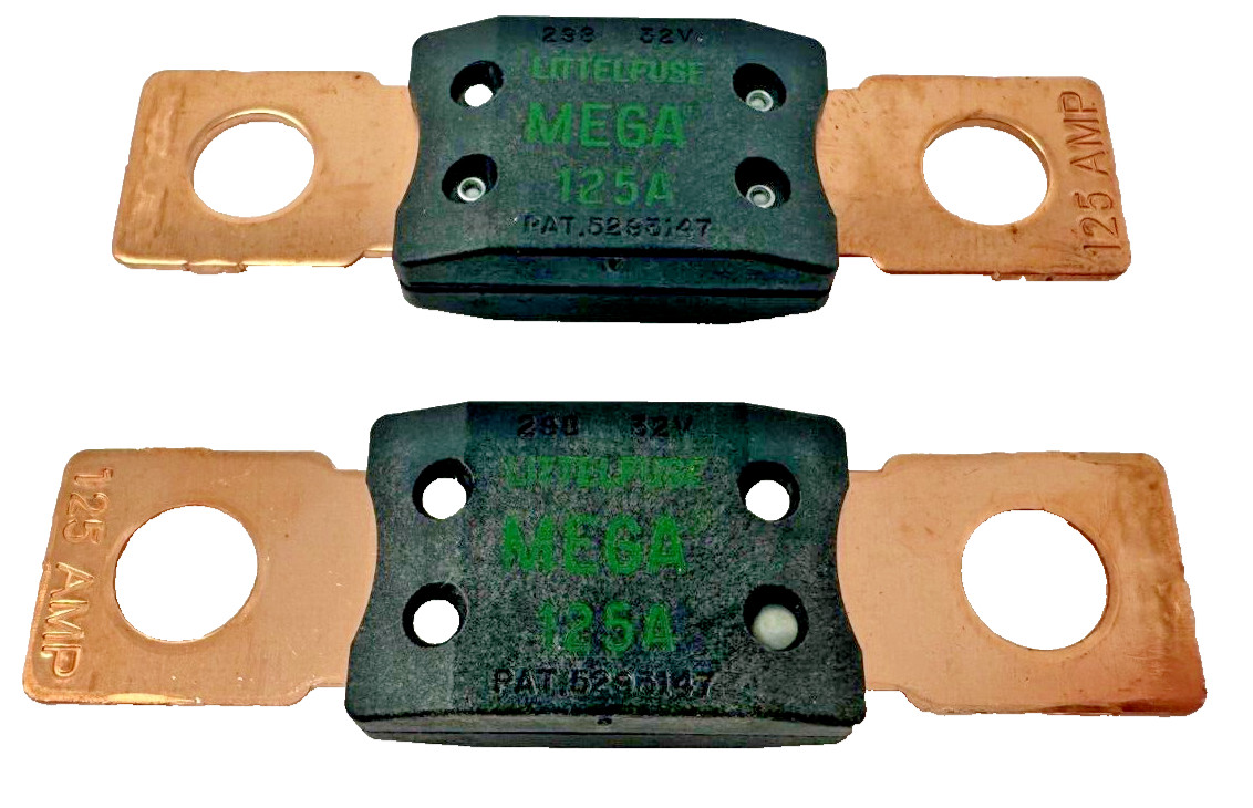 Lot of 2 NEW MEGA 125 Amp, 32V DC Time Delay (Slow Blow) Fuse 0298125