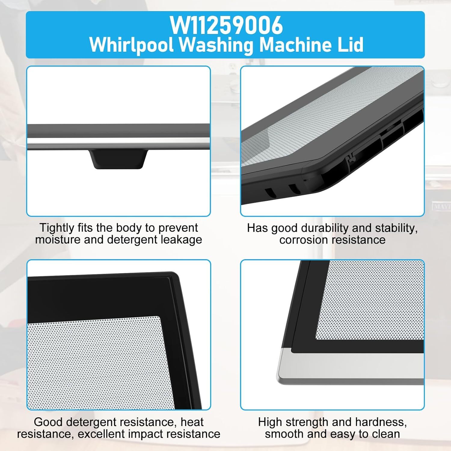 UPGRADED W11259006 Washer Lid Assembly Fit Whirlpool Maytag Washer