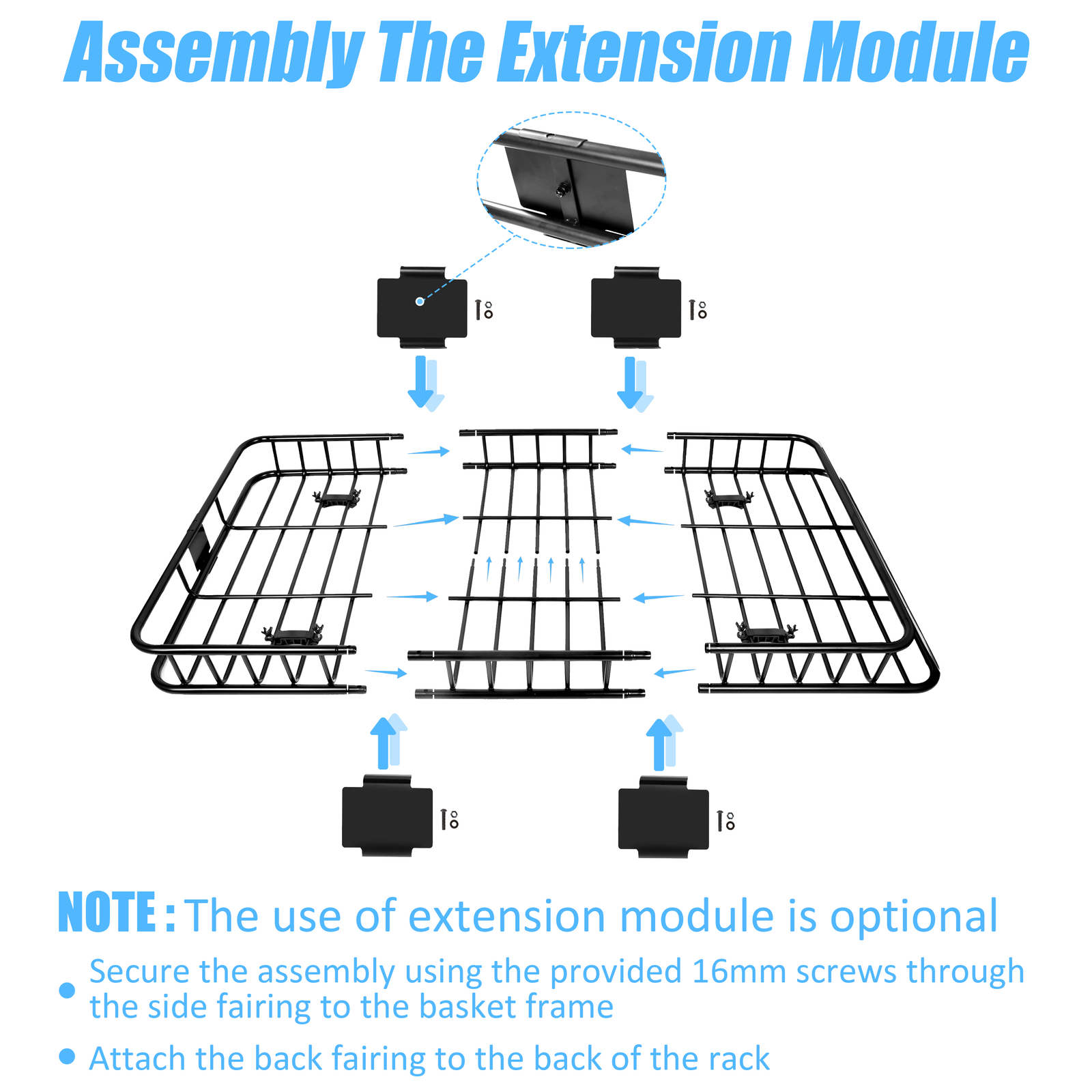64" Extendable Roof Top Cargo SUV Basket Luggage Carrier Rack Holder Universal