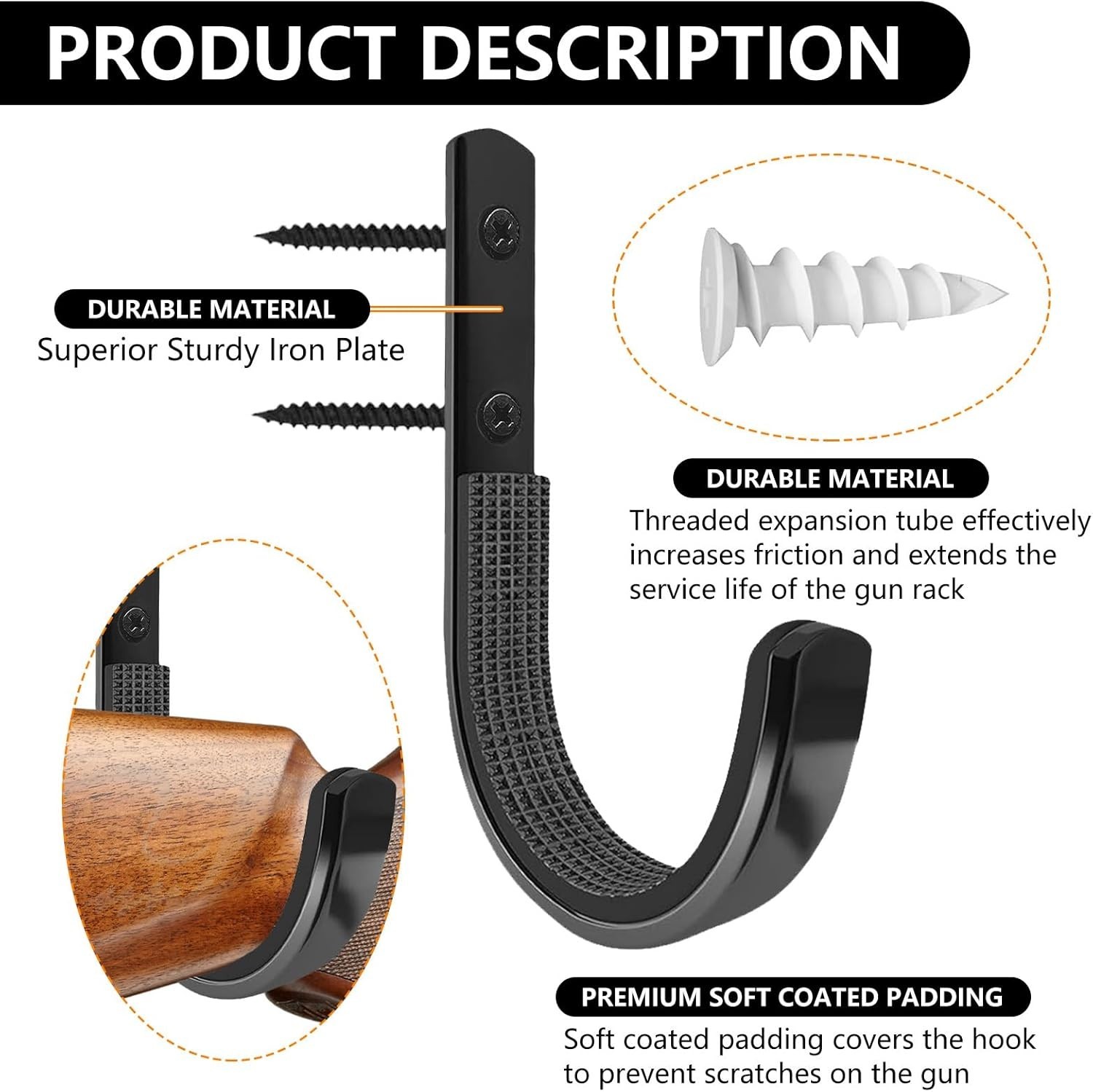 34 Pack Gun Rack Wall Mount, Gun Rack Bulk for Wall, Horizontal Met...