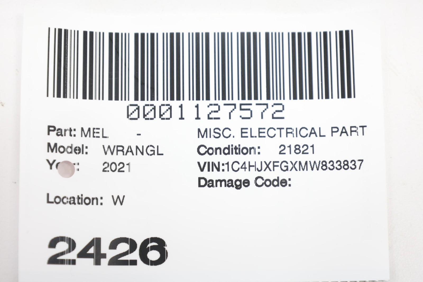 2021 - 2022 JEEP WRANGLER REAR CENTER CONSOLE BACK USB PORT OEM 68481187AA