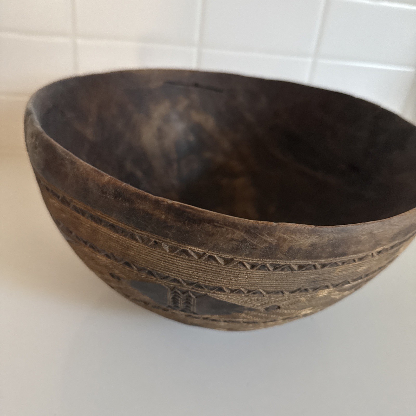 Incised Wood Bowl African