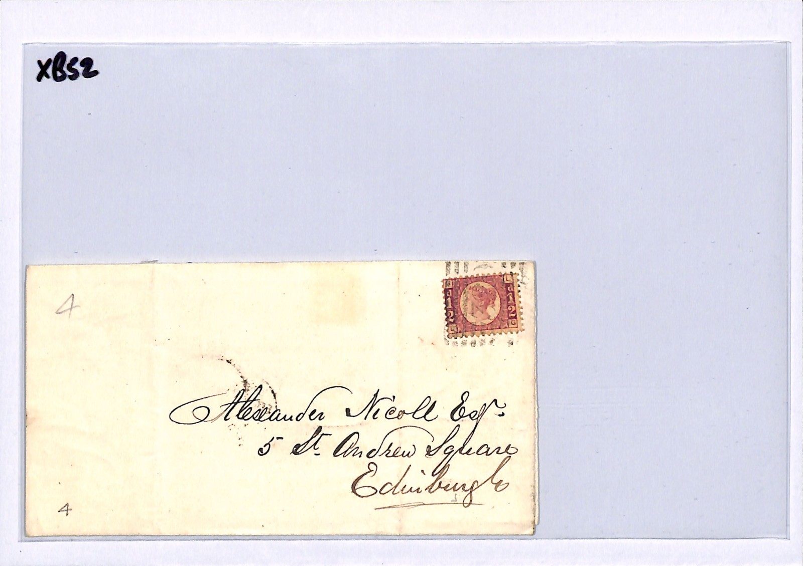 GB QV BANTAM ½d Plate 4 (LG) *TRANENT* Haddington 1872 Edinr Scotland XB52