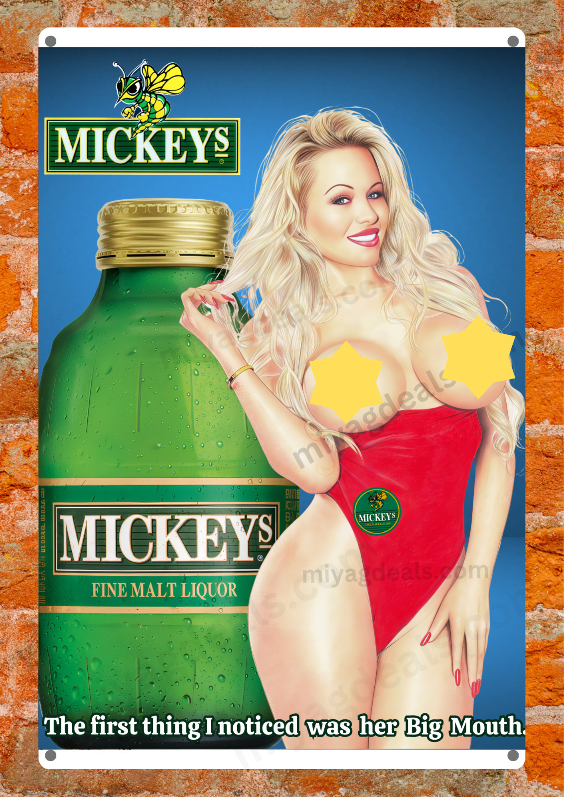 Mickey's Malt Liquor Beer AALEXANDRA DADDAR Metal Sign Bar Man Cave Decor Read D