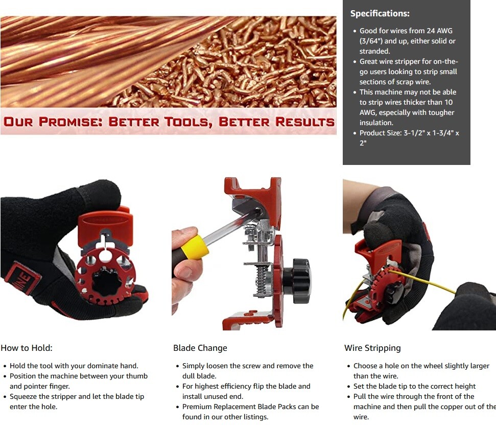 CopperMine Authentic Copper Wire Stripping Machine Handheld Wire Stripper CT-102