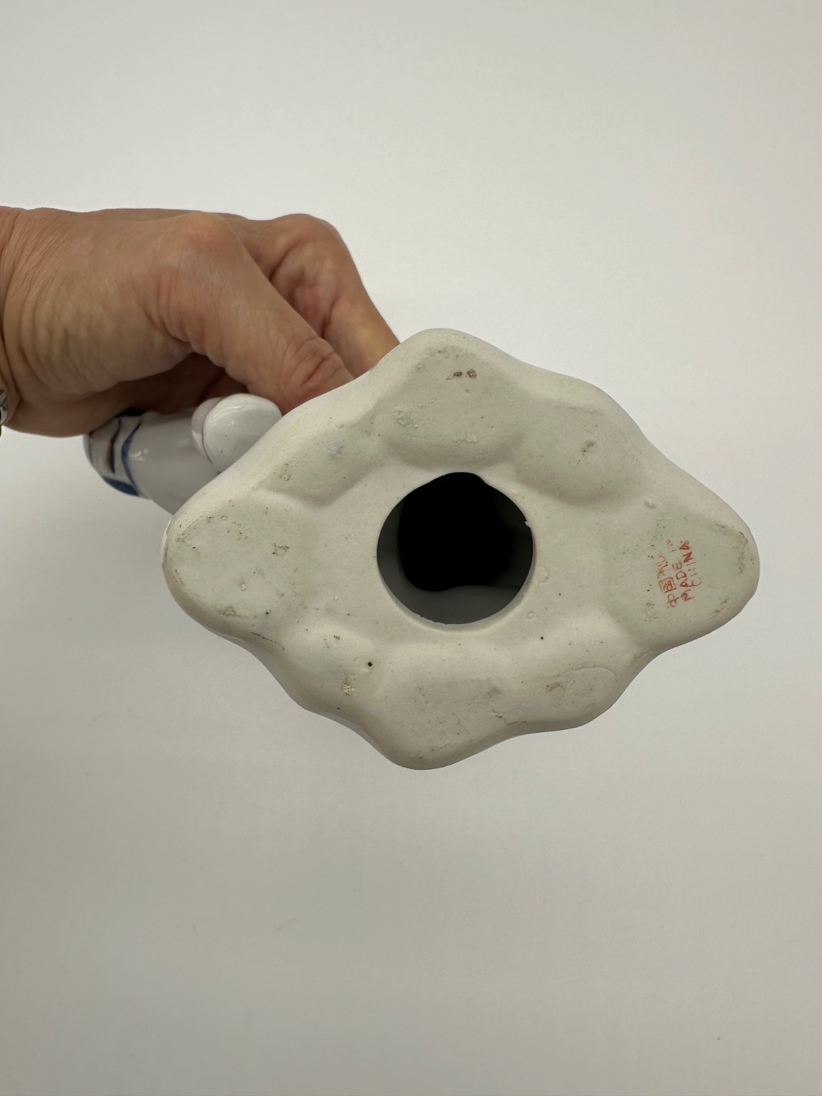 Vintage Elephant Delft Style White With Blue & Gold Accents