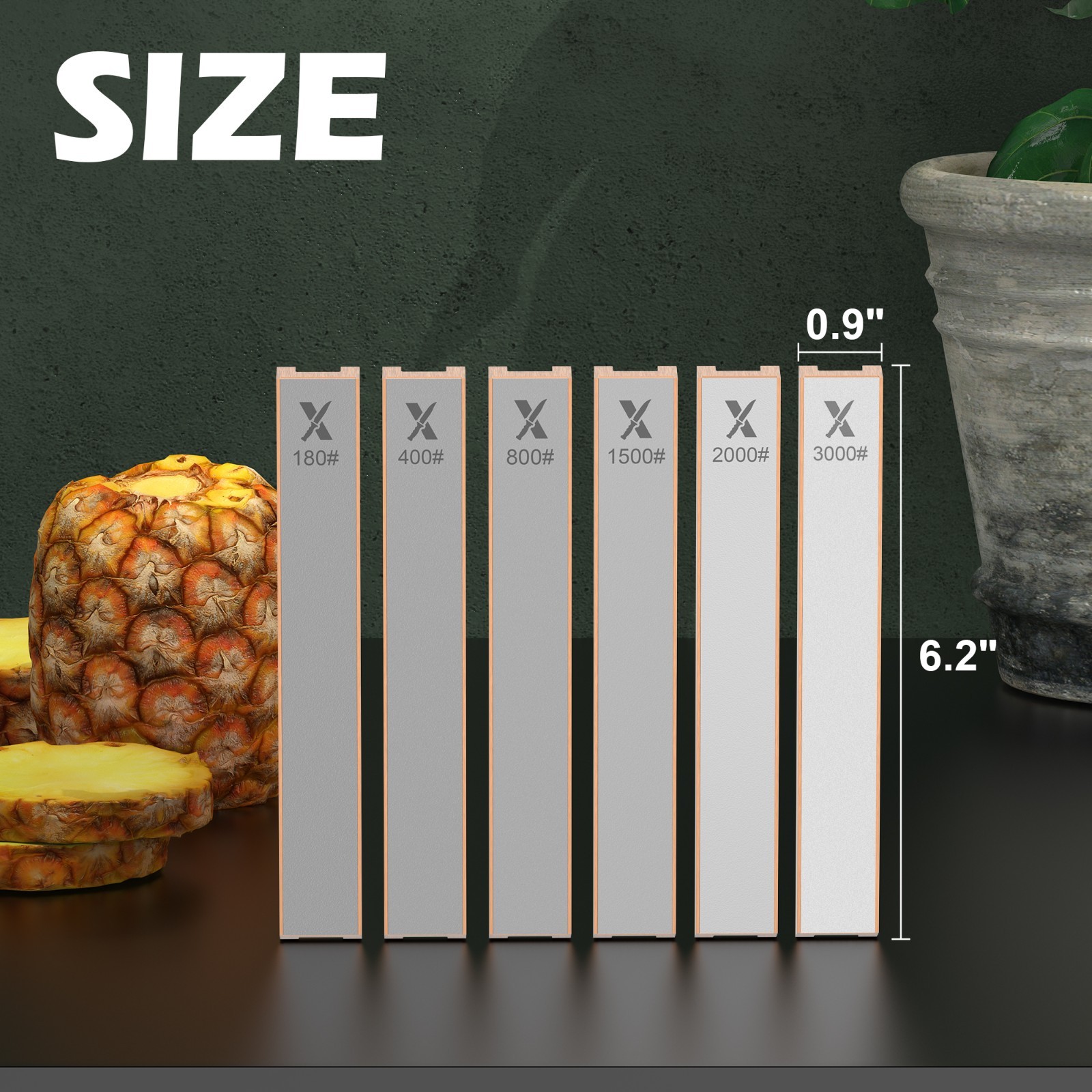 6 PCS Diamond Knife Sharpening Stones Set with Aluminum Base 6.2×0.9"