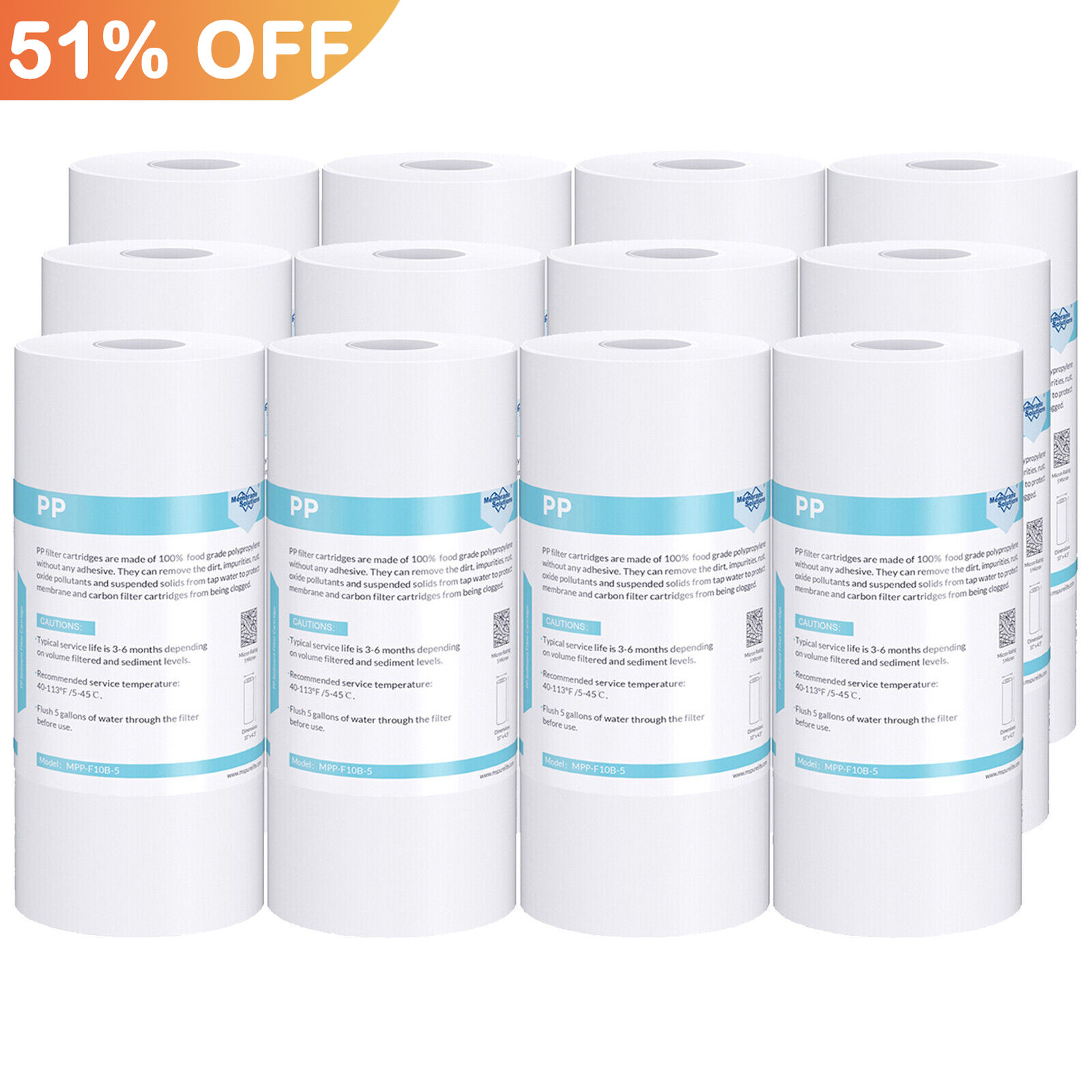 5 Micron 10" x 4.5" Whole House Sediment Water Filter For Big Blue GE GXWH40L RO