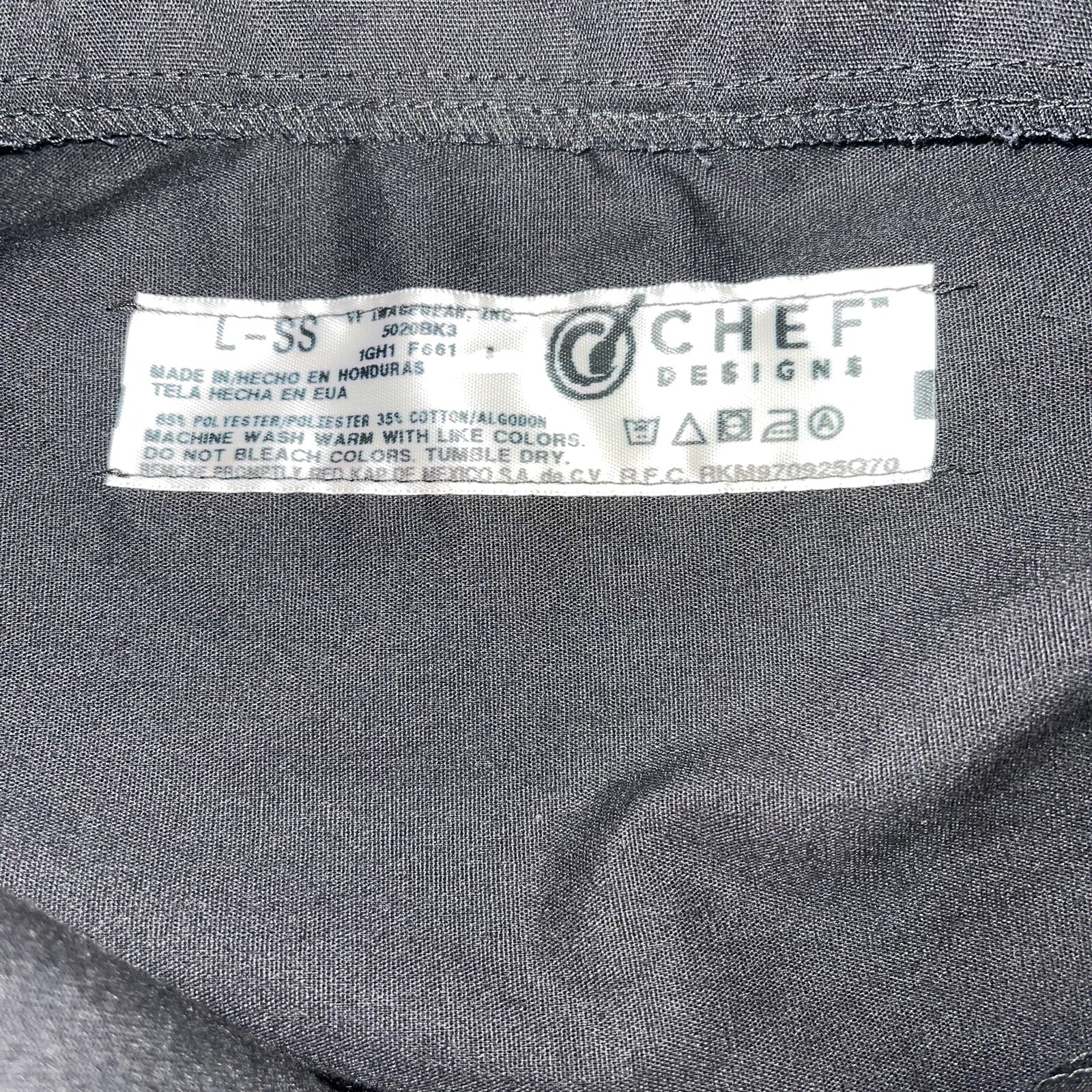 Chef Uniform Shirt Black Pearl Snap Pocket Size Large NWOT