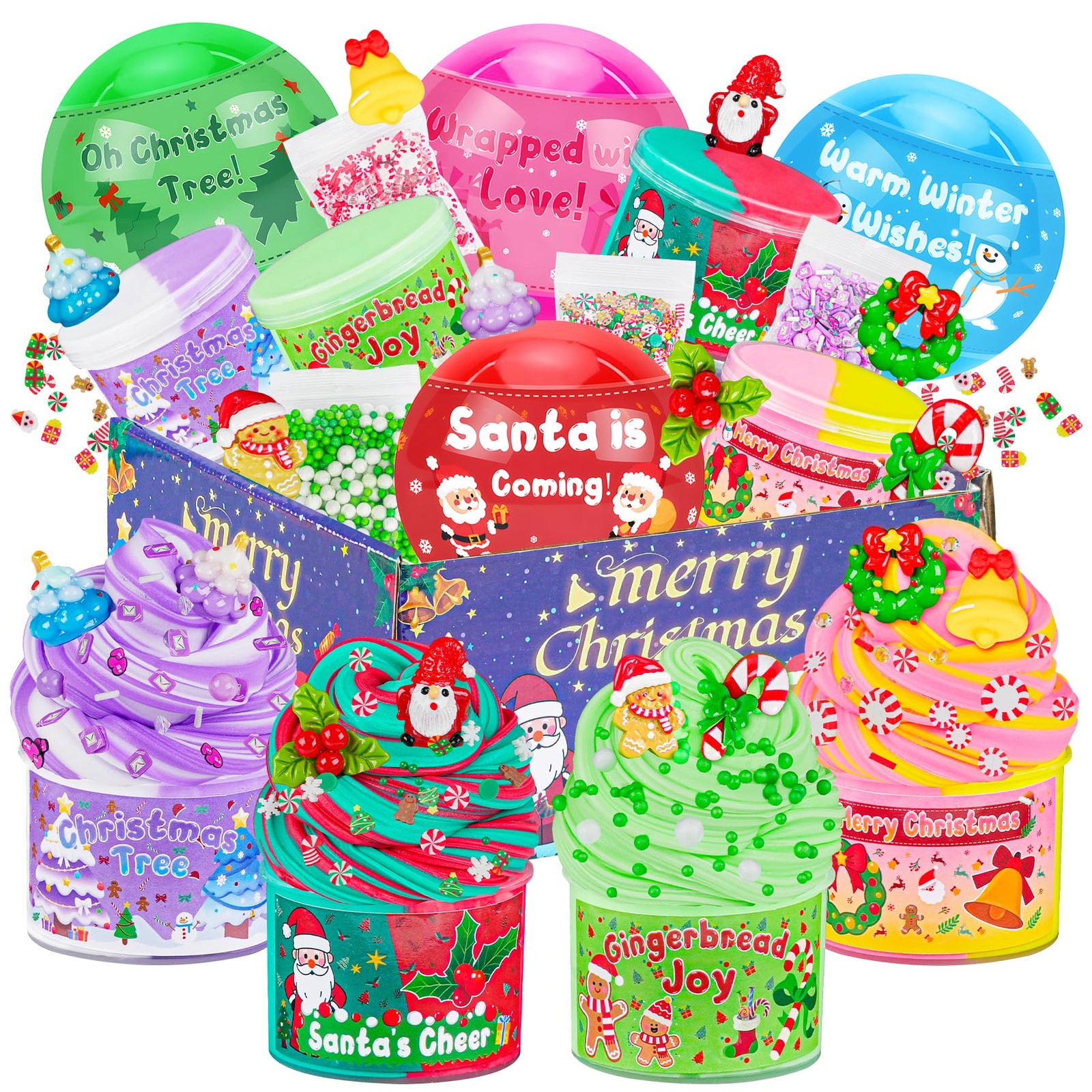 LAWOHO Christmas Stocking Stuffers for Kids, 4 Pack Slime