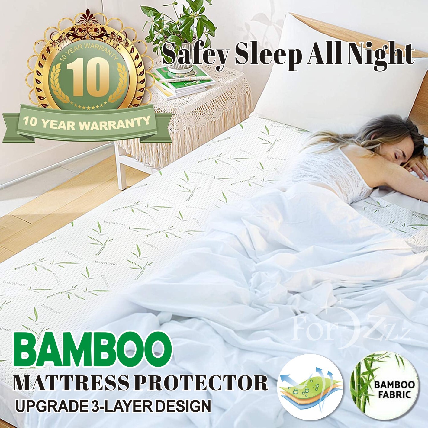 Bamboo Mattress Protector Hypoallergenic & Breathable Waterproof Mattress Cover