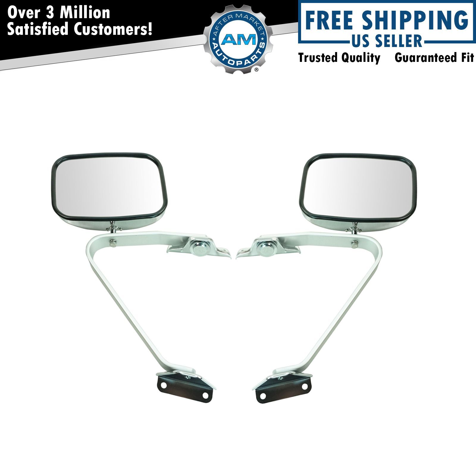 Side View Manual Mirrors Chrome Pair Set for Ford F-Series Pickup Truck