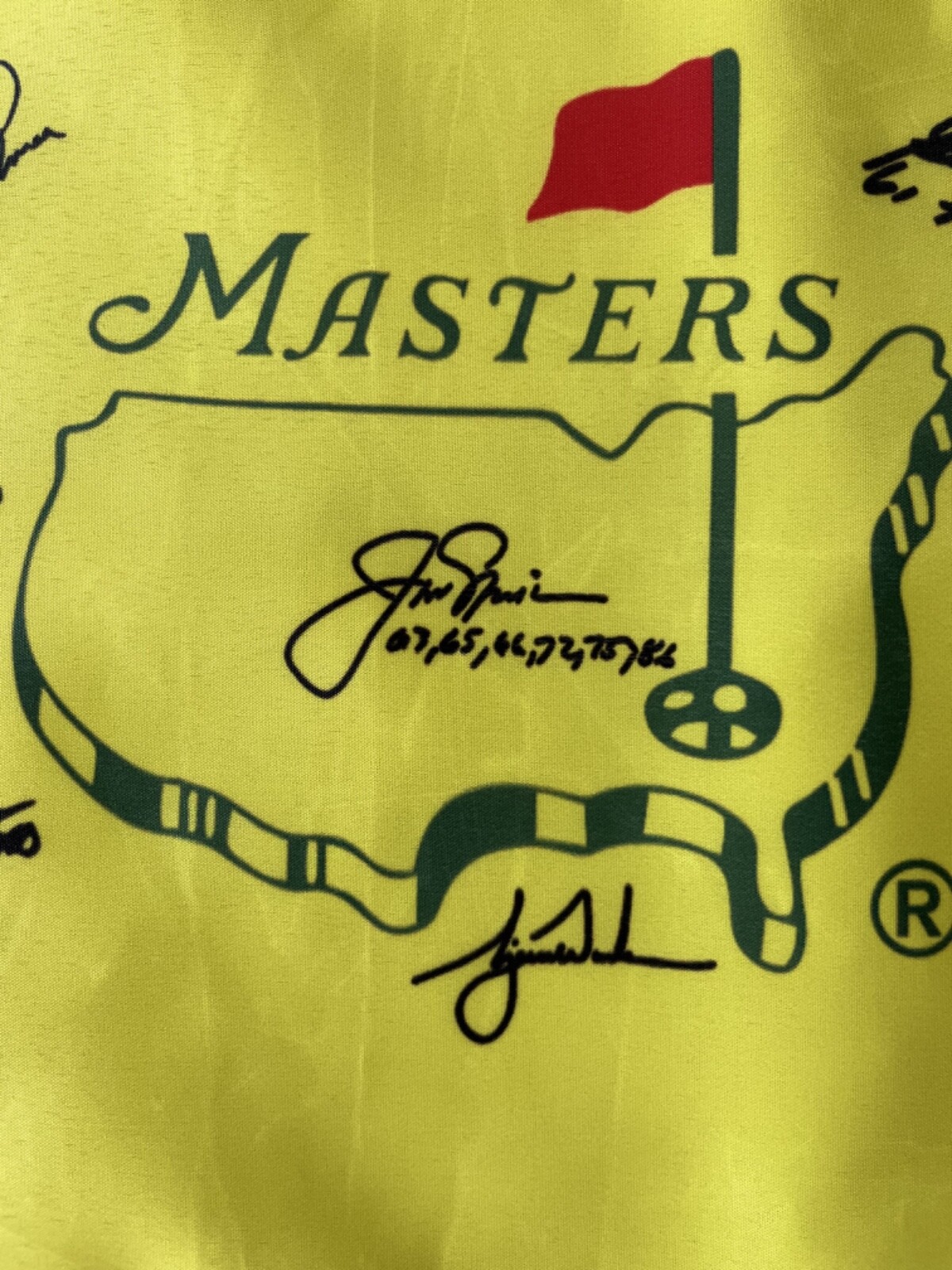 Masters Souvenir Flag w Tiger Woods,Jack Nicklaus,Arnold Palmer,Seve,Phil,Player