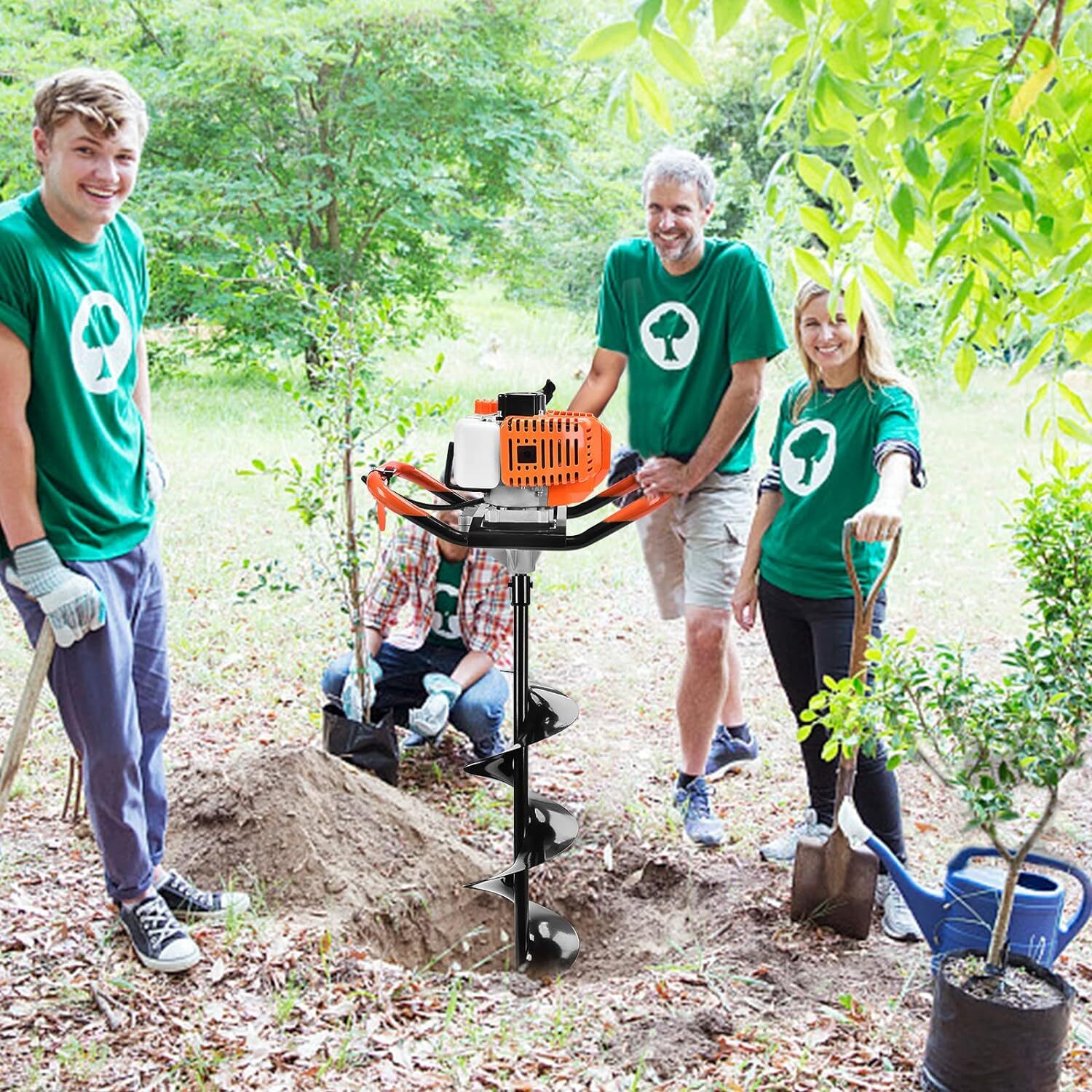 63CC Gas Powered Auger Post Hole Digger with / 6" 10" 12" Earth Auger Drill Bits