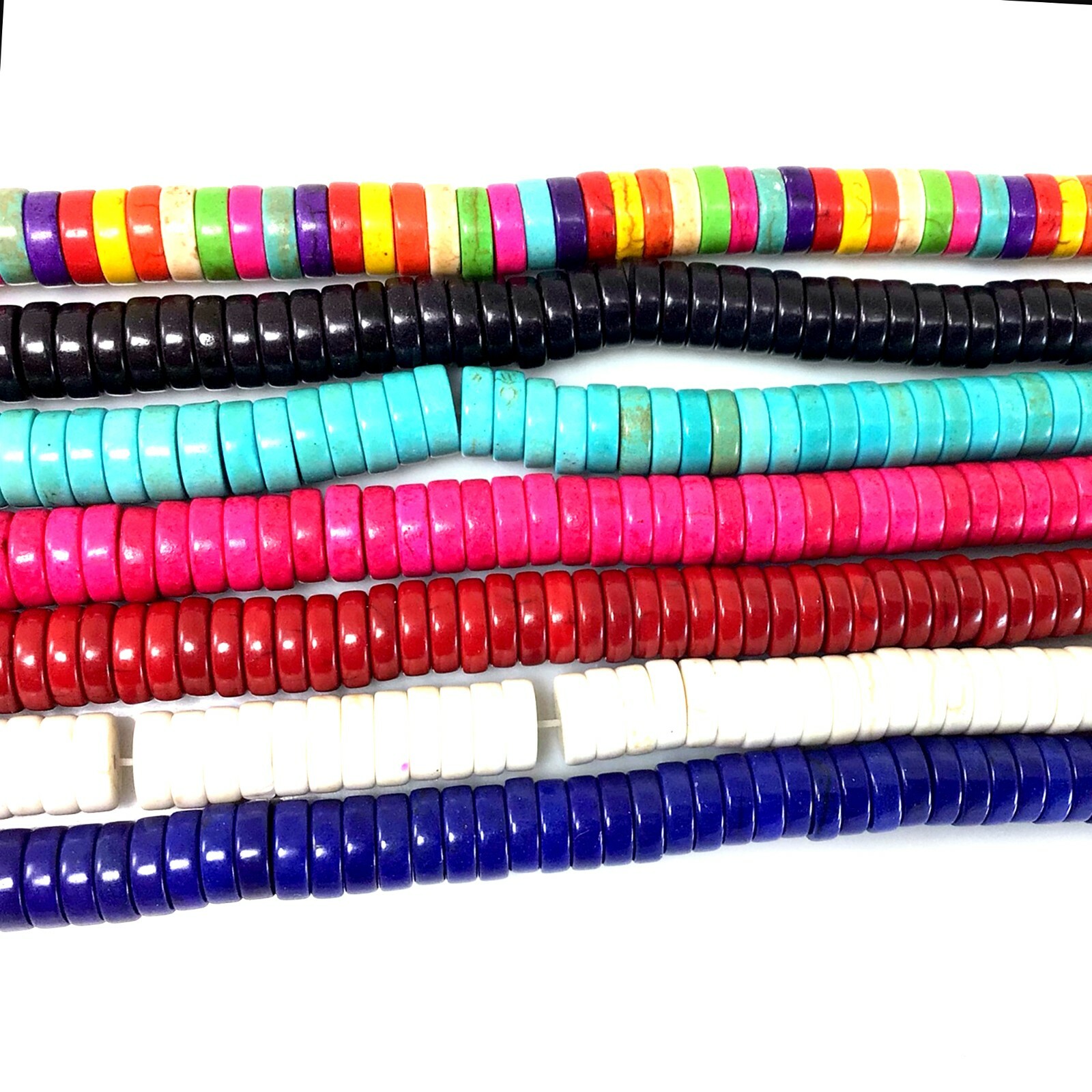 Gemstone Howlite Magnesite Turquoise Heishi Beads 15" Jewelry 4mm 6mm 8 10 12mm