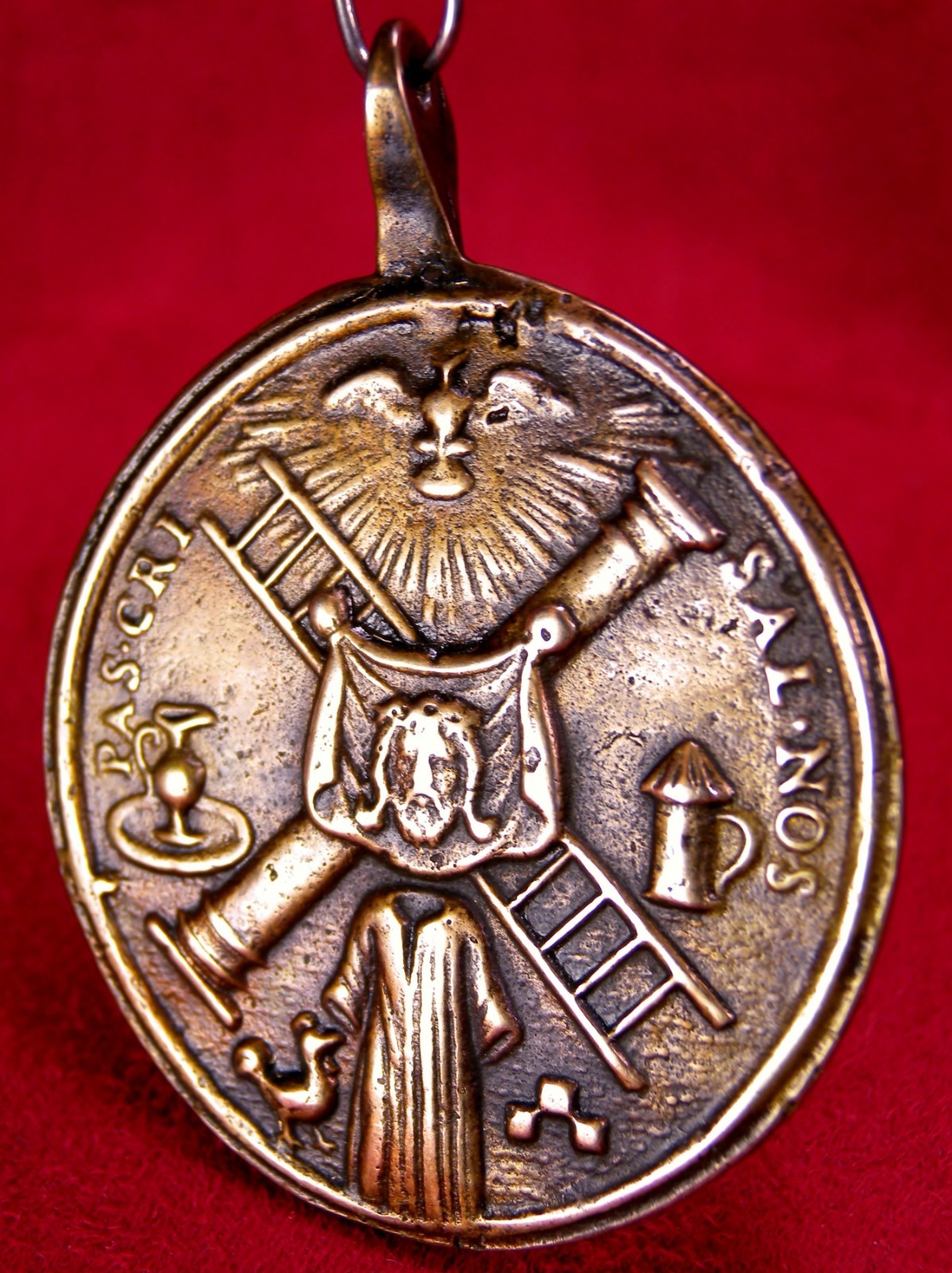 Antique 18th Century Veil of Veronica Holy Spirit Christ Passion Symbols Medal