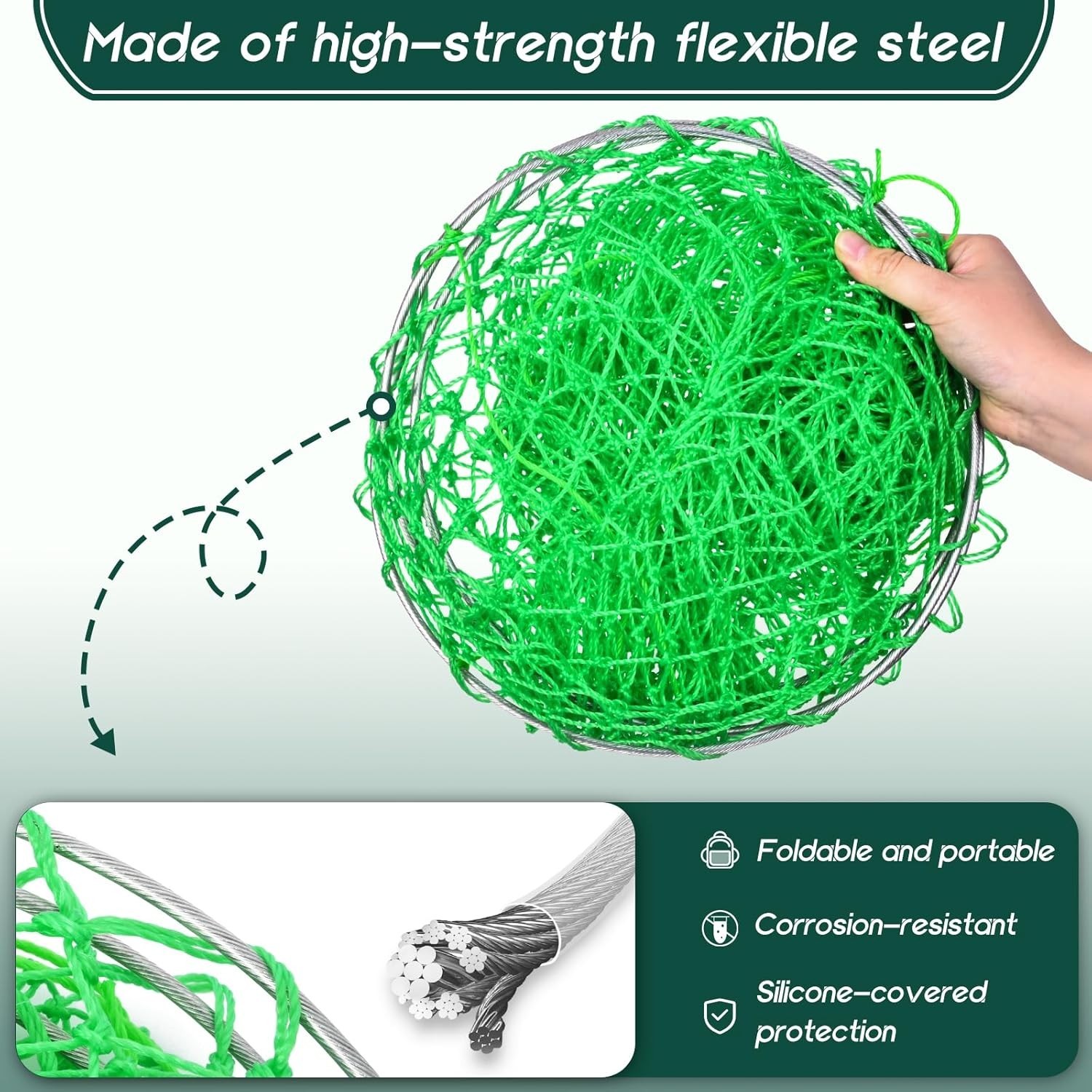 Foldable Bridge and Pier Fishing Net Drop Net Multi-Purpose Foldable Rubber US